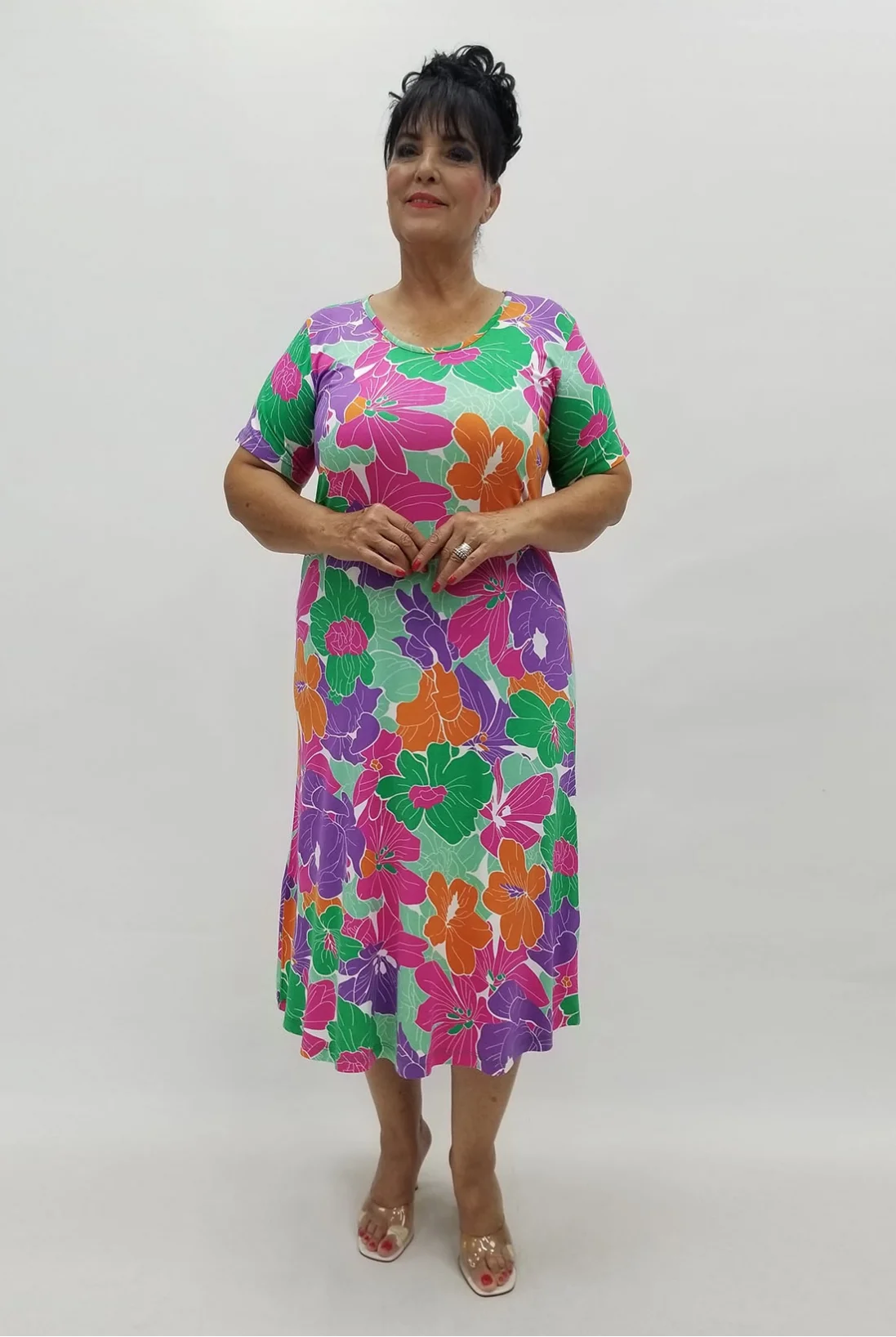 Miraggio Büyük Beden Elbise 99883 YEŞİL/MOR