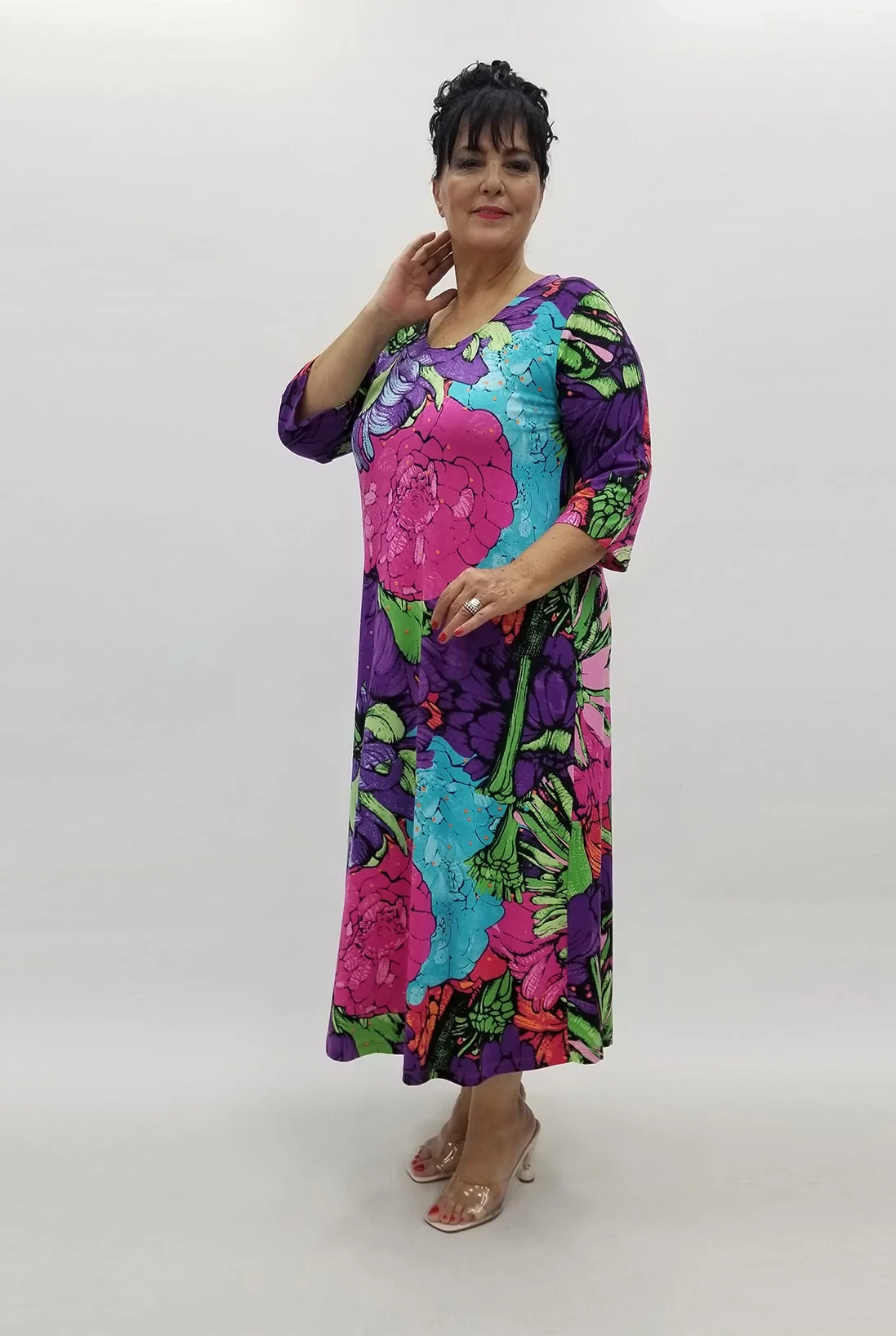 Miraggio Büyük Beden Elbise 99884 MOR/FUŞYA