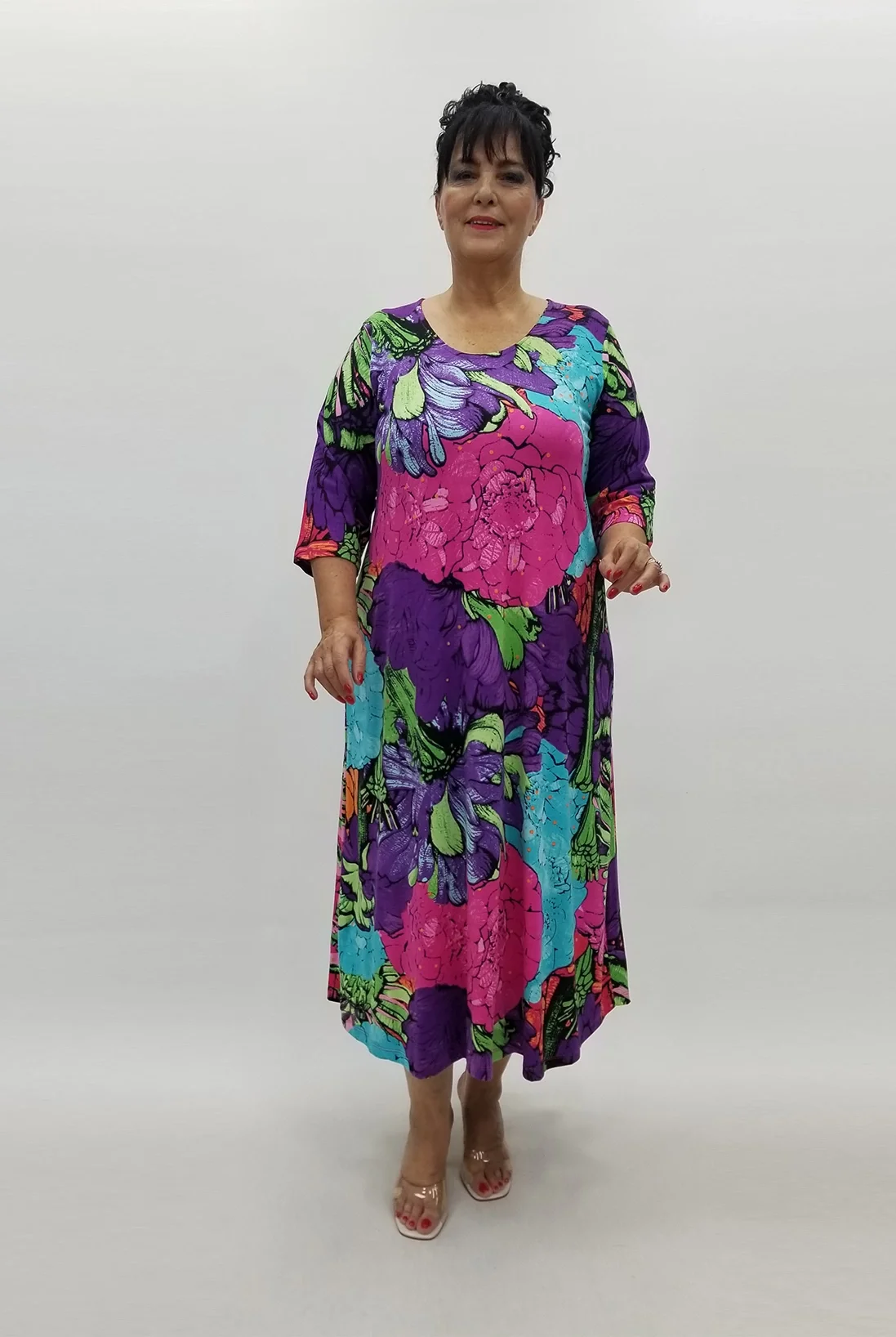 Miraggio Büyük Beden Elbise 99884 MOR/FUŞYA