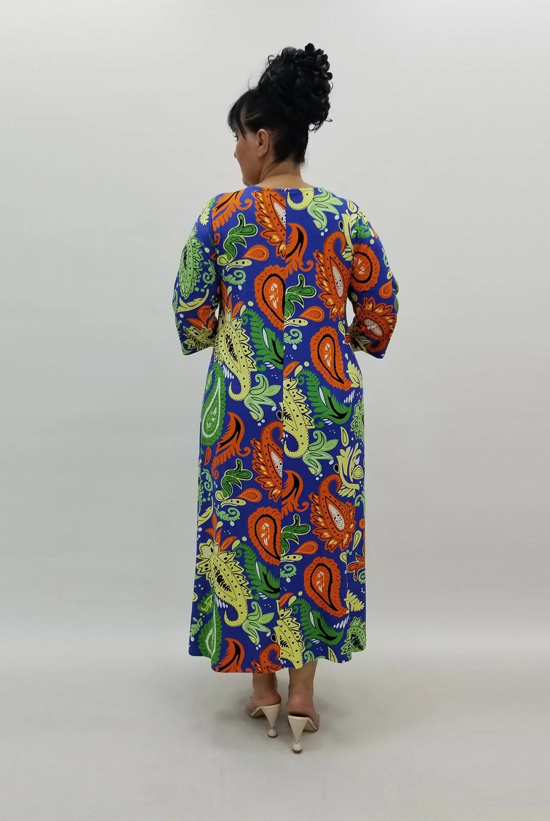 Miraggio Büyük Beden Elbise 99884 SAKS/YEŞİL