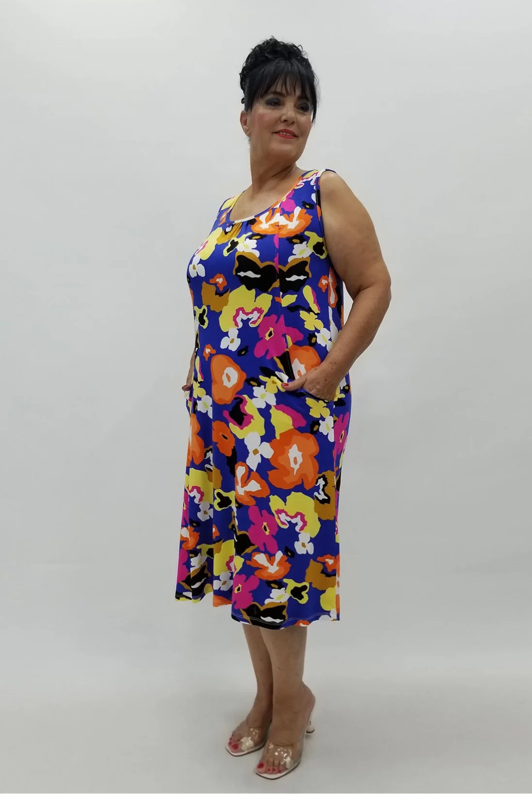 Miraggio Büyük Beden Elbise 99886 SAKS/ORANJ