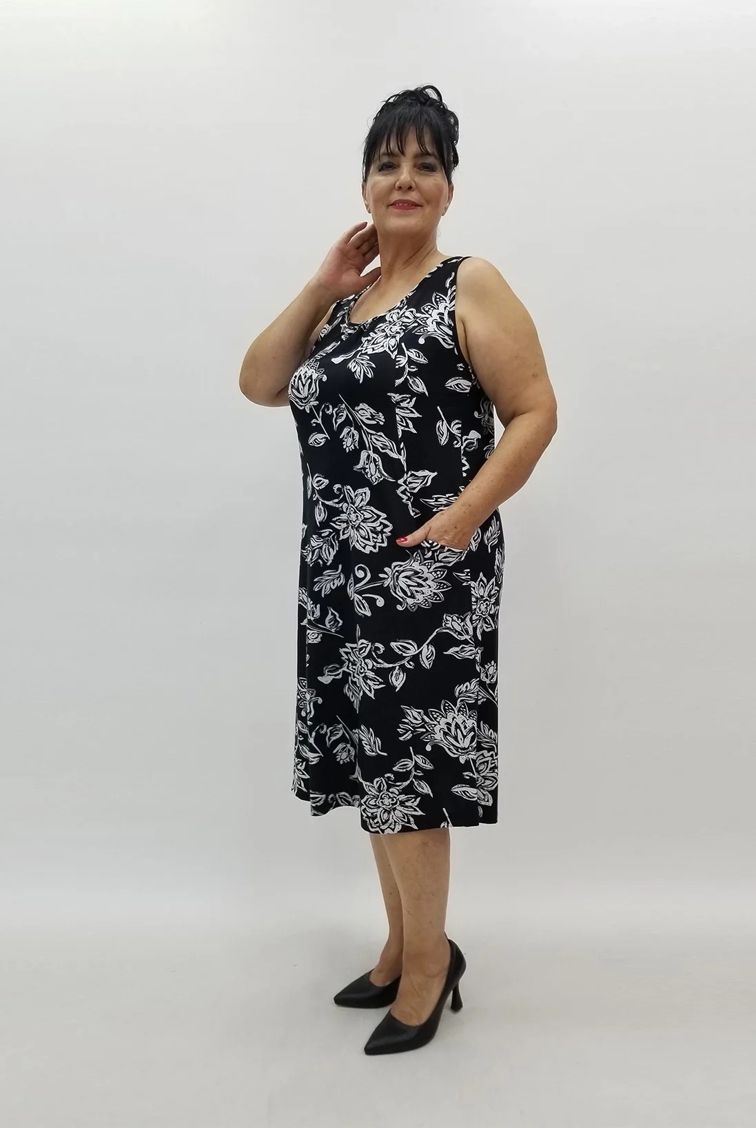 Miraggio Büyük Beden Elbise 99886 SİYAH/BEYAZ