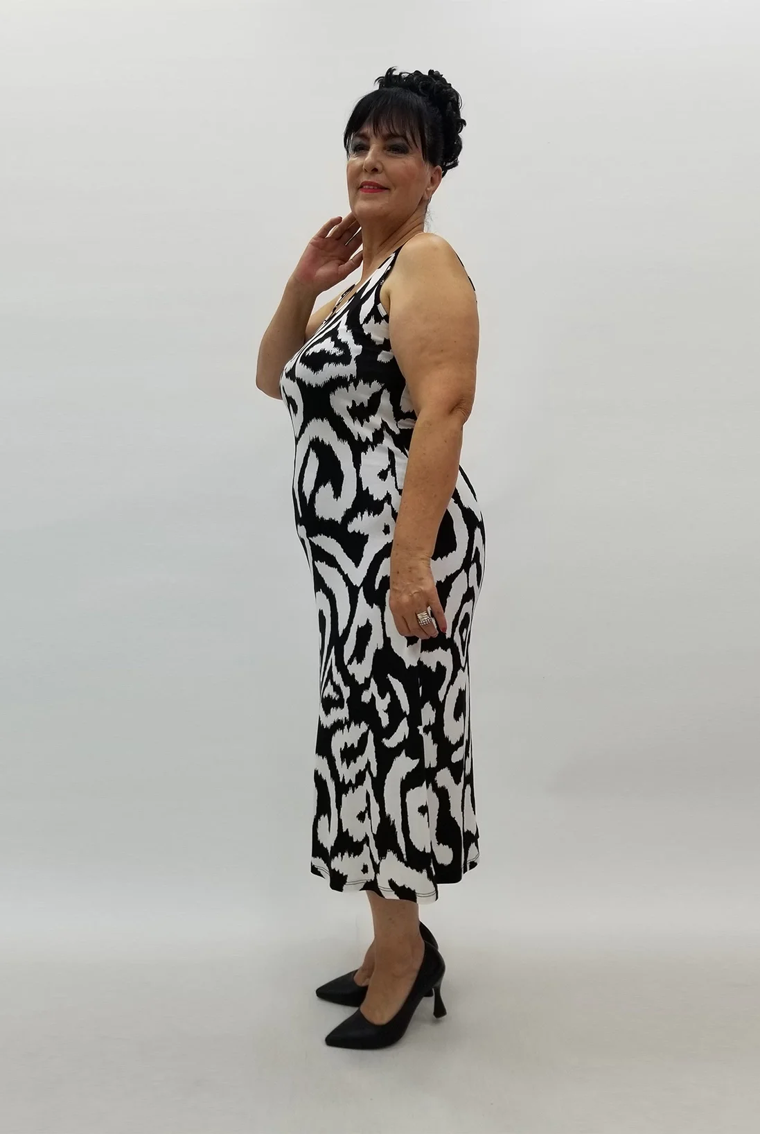 Miraggio Büyük Beden Elbise 99888 SİYAH/BEYAZ