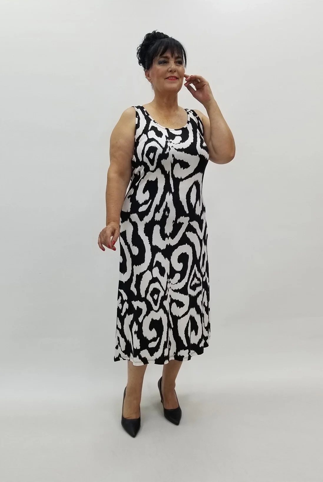 Miraggio Büyük Beden Elbise 99888 SİYAH/BEYAZ