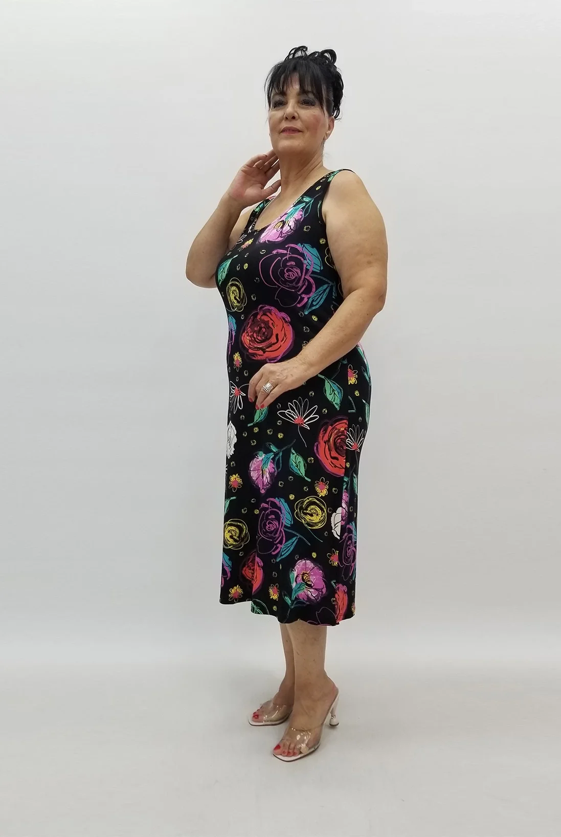 Miraggio Büyük Beden Elbise 99888 SİYAH/FUŞYA