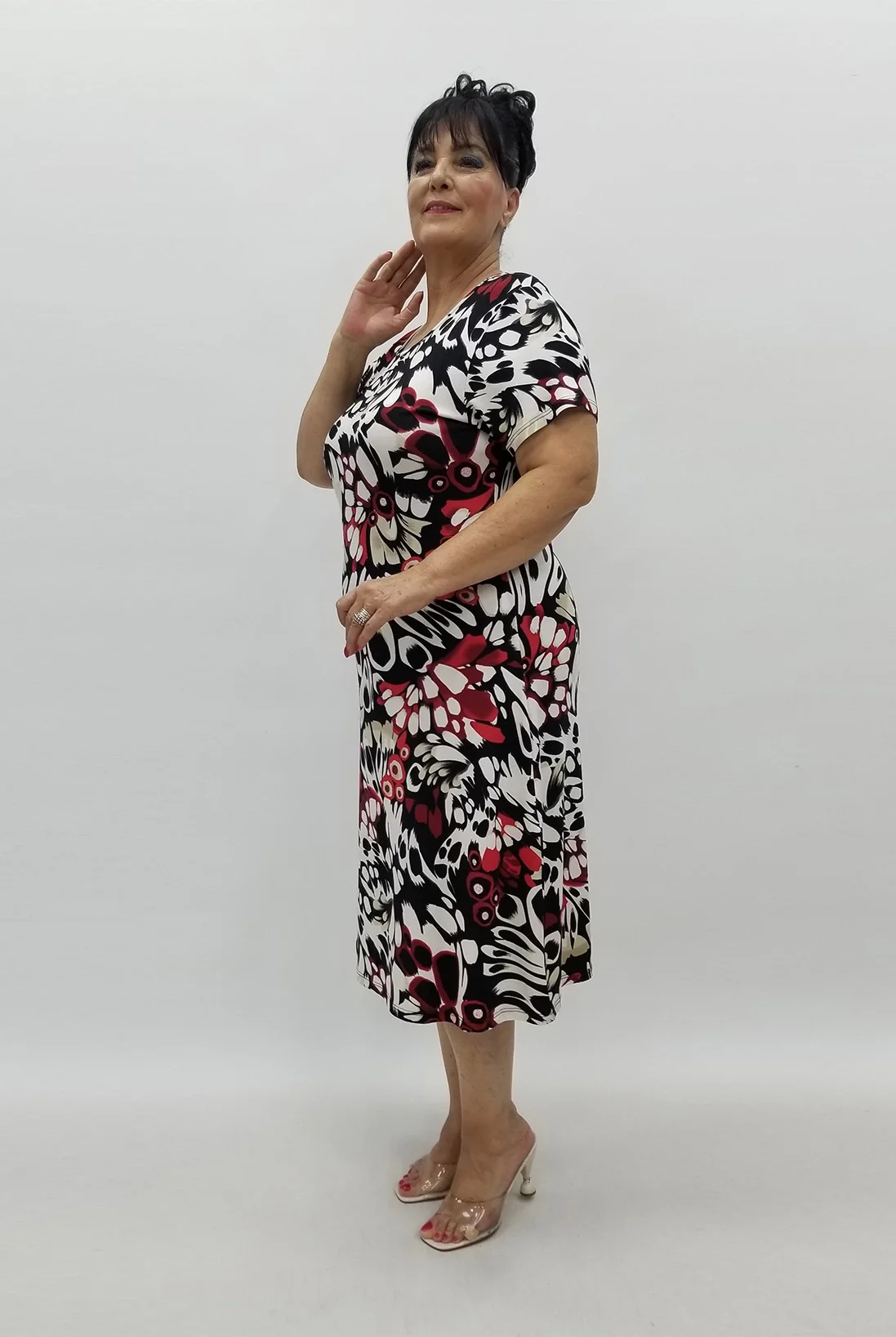 Miraggio Büyük Beden Elbise 99889 SİYAH-KIRMIZI