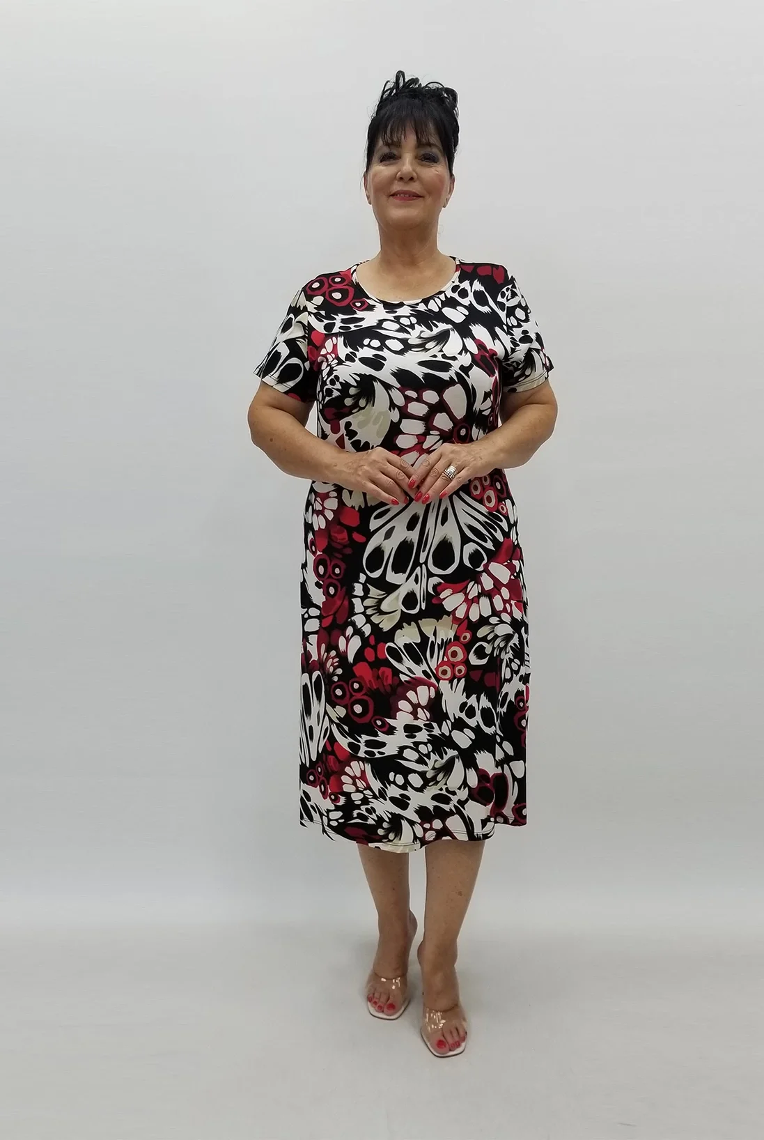 Miraggio Büyük Beden Elbise 99889 SİYAH-KIRMIZI