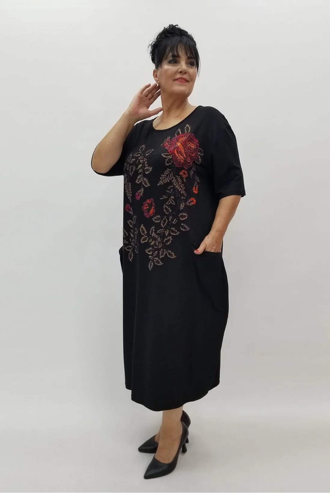 Miraggio Büyük Beden Elbise 99897 SİYAH