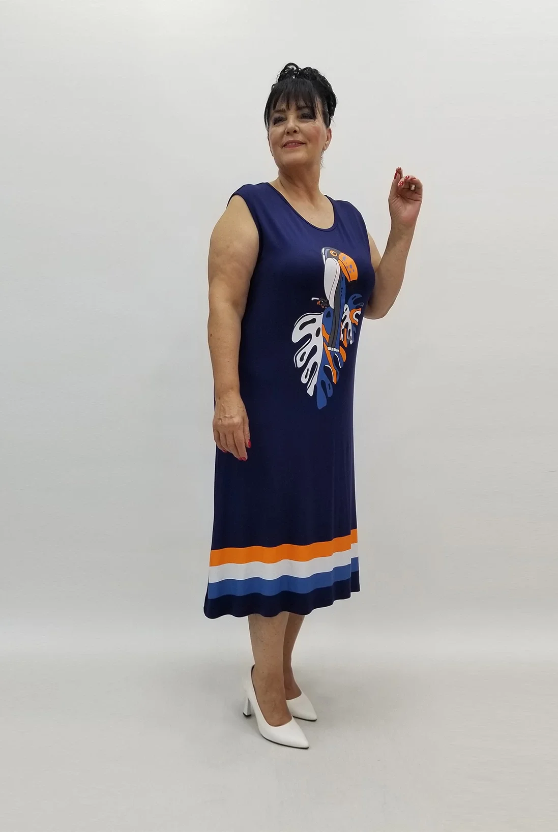 Miraggio Büyük Beden Elbise 99920 LACİVERT