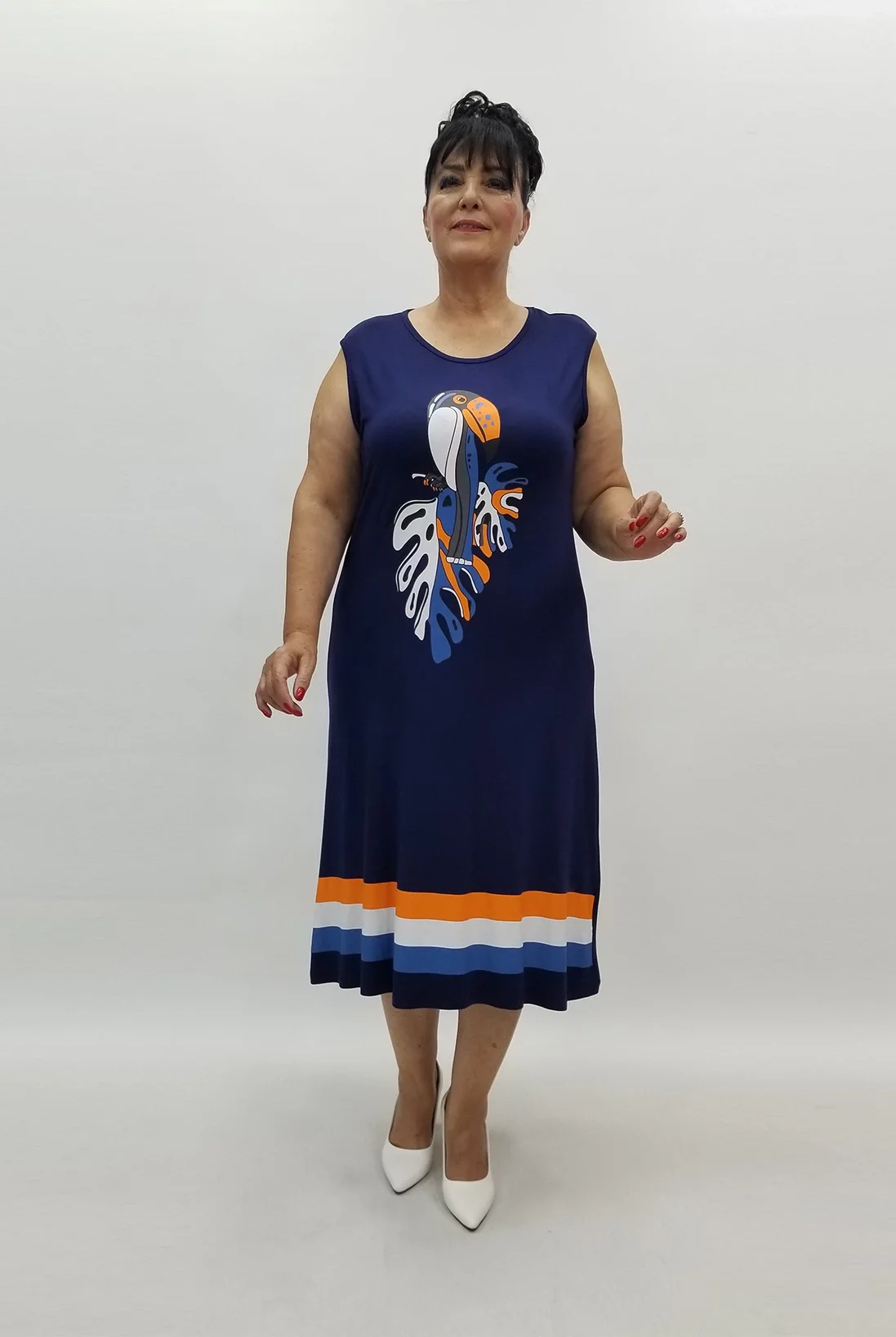 Miraggio Büyük Beden Elbise 99920 LACİVERT