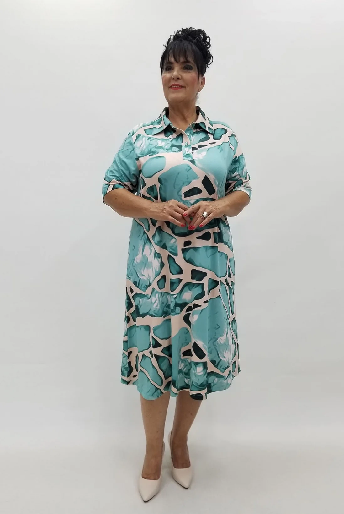 Miraggio Büyük Beden Elbise 99921 MİNT YEŞİL