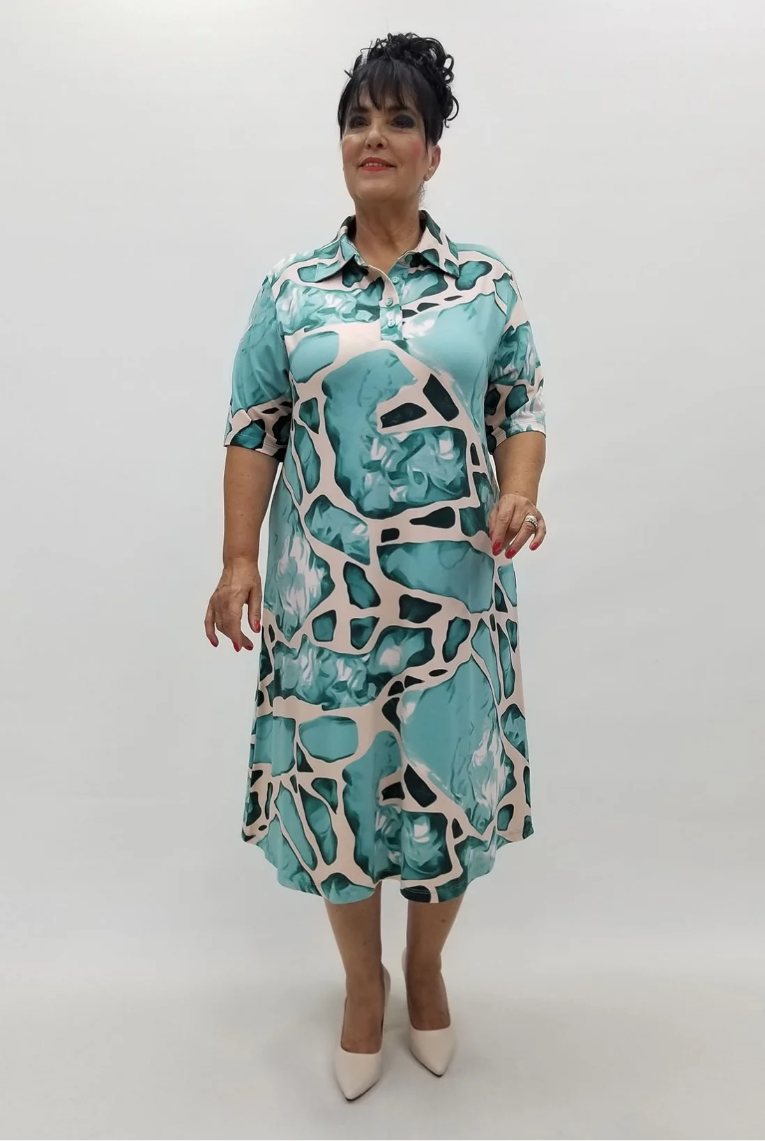 Miraggio Büyük Beden Elbise 99921 MİNT YEŞİL