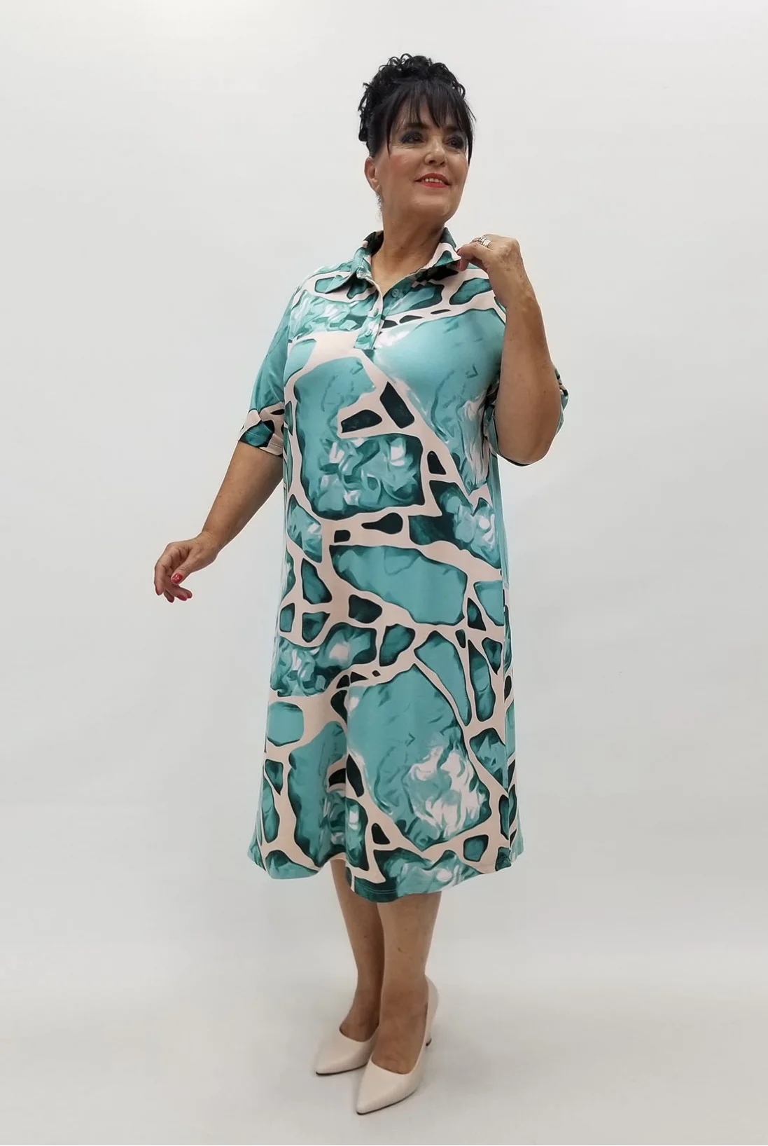 Miraggio Büyük Beden Elbise 99921 MİNT YEŞİL