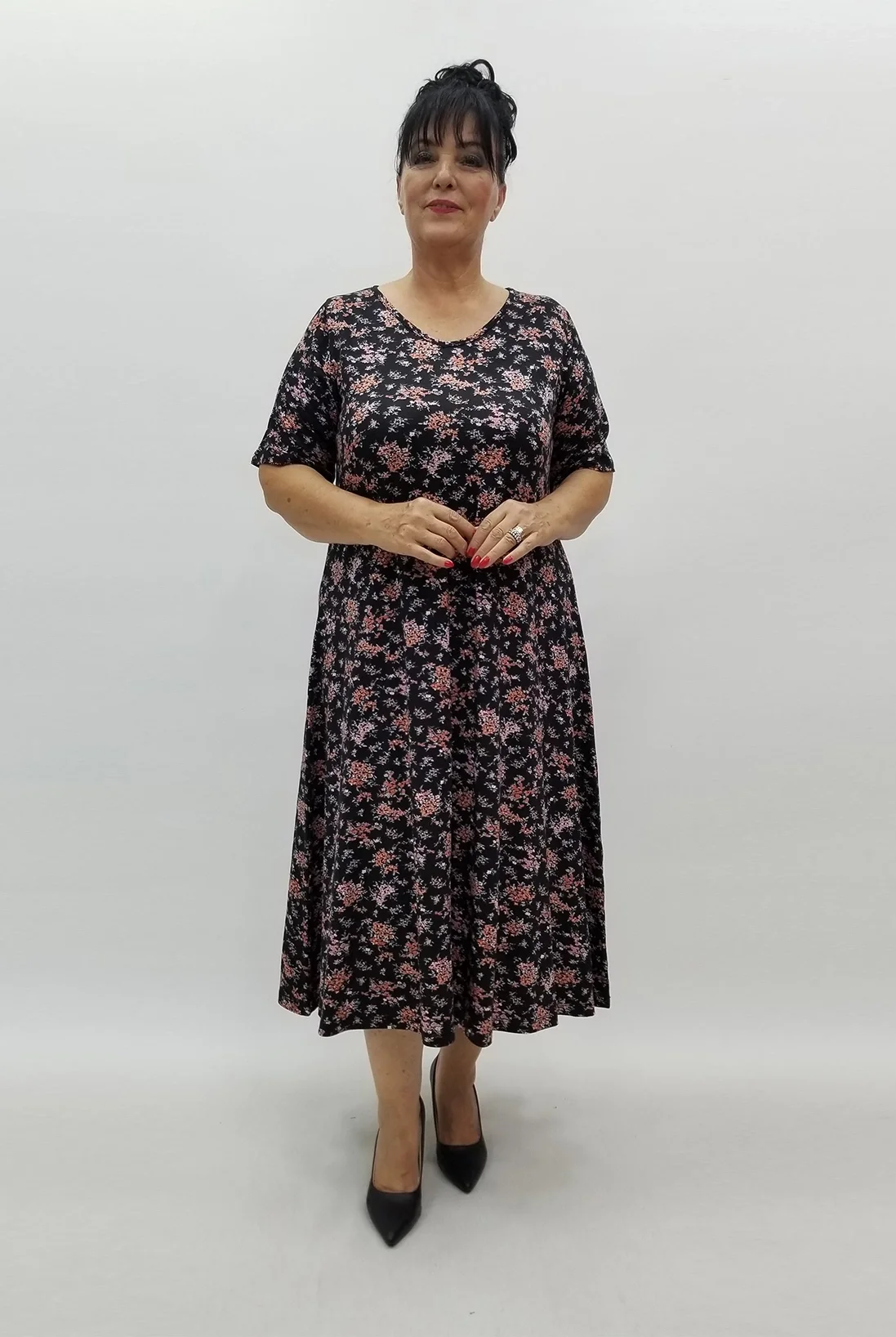 Miraggio Büyük Beden Elbise 99922 SİYAHÇİÇEKLİ