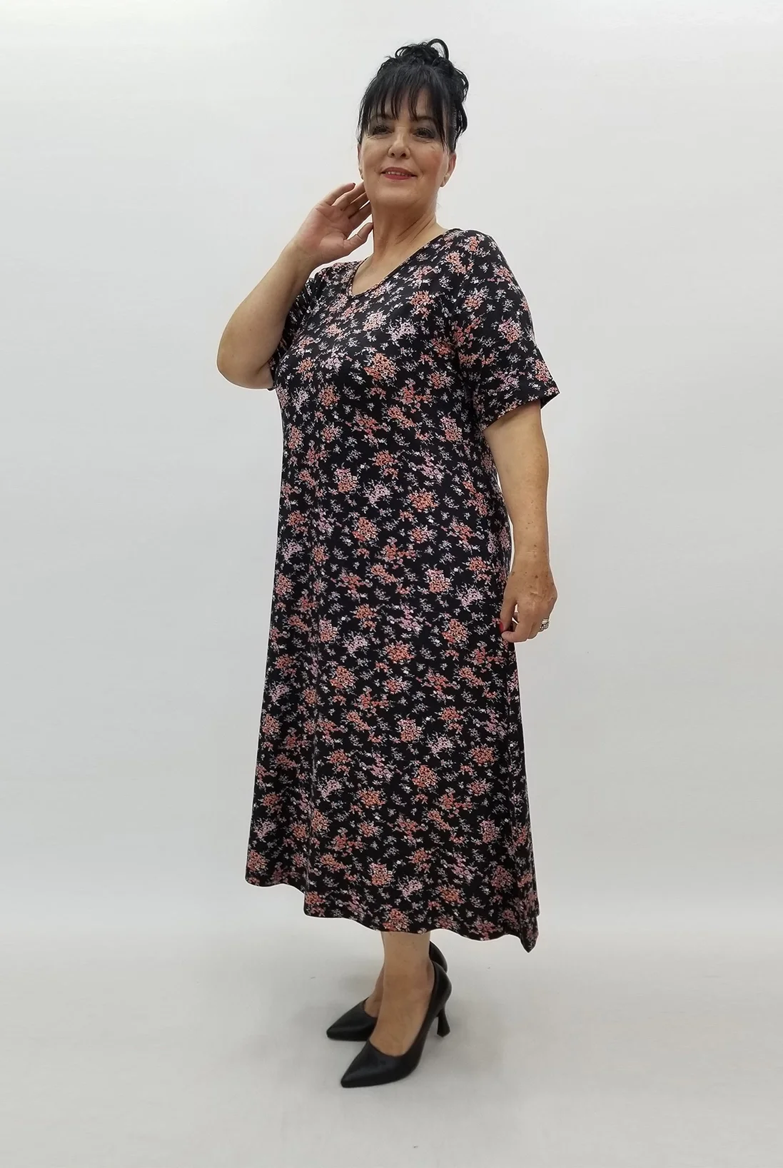 Miraggio Büyük Beden Elbise 99922 SİYAHÇİÇEKLİ