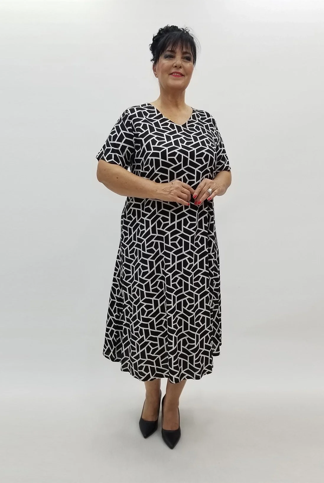 Miraggio Büyük Beden Elbise 99929 SİYAH/BEYAZ