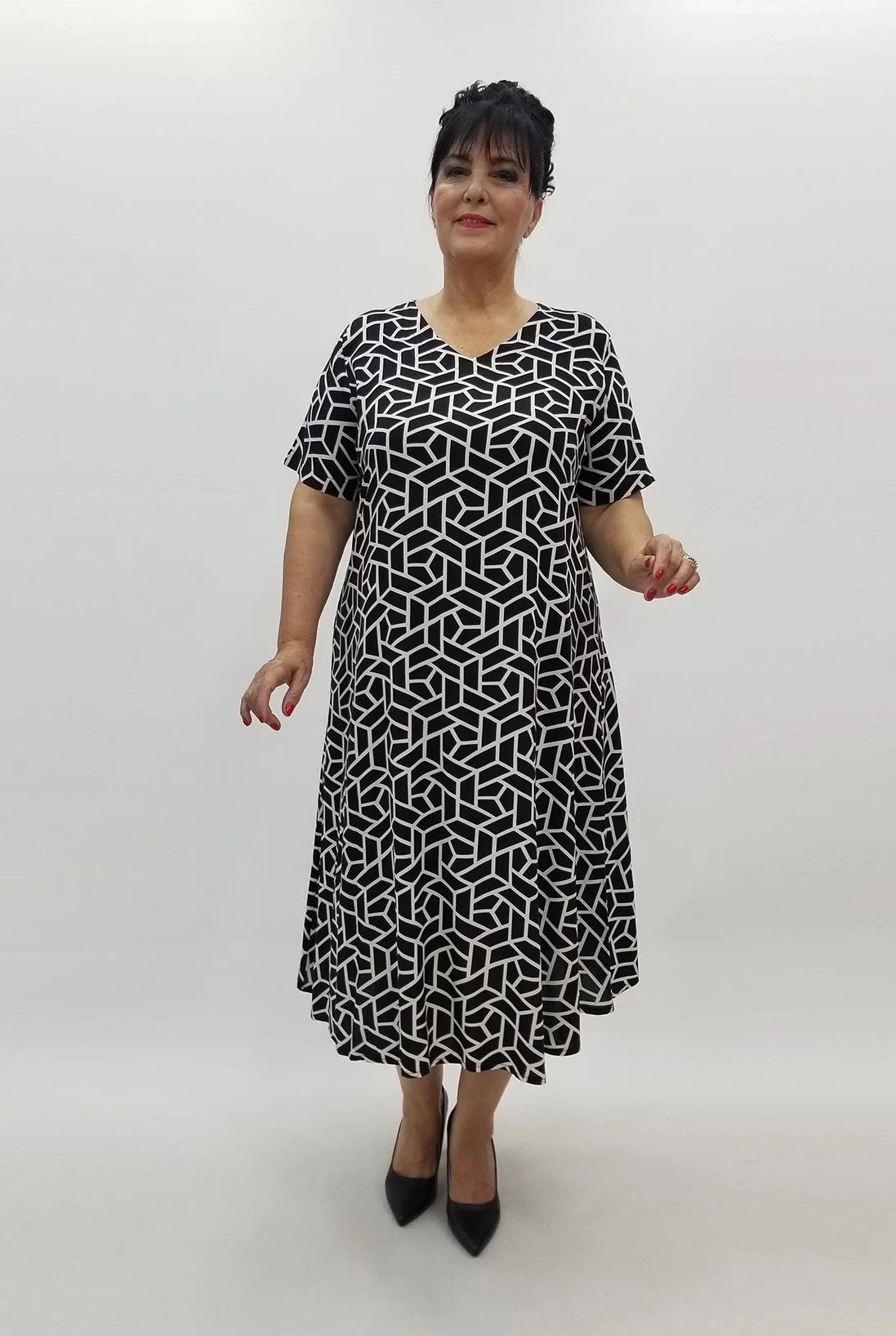 Miraggio Büyük Beden Elbise 99929 SİYAH/BEYAZ