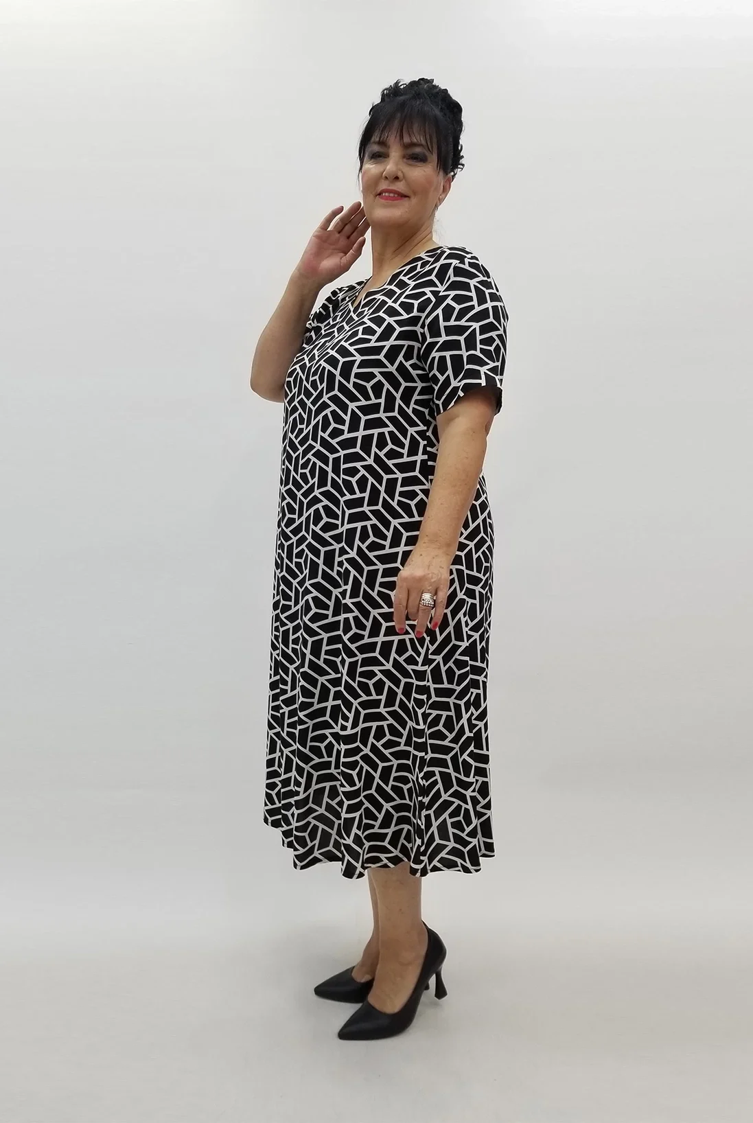 Miraggio Büyük Beden Elbise 99929 SİYAH/BEYAZ