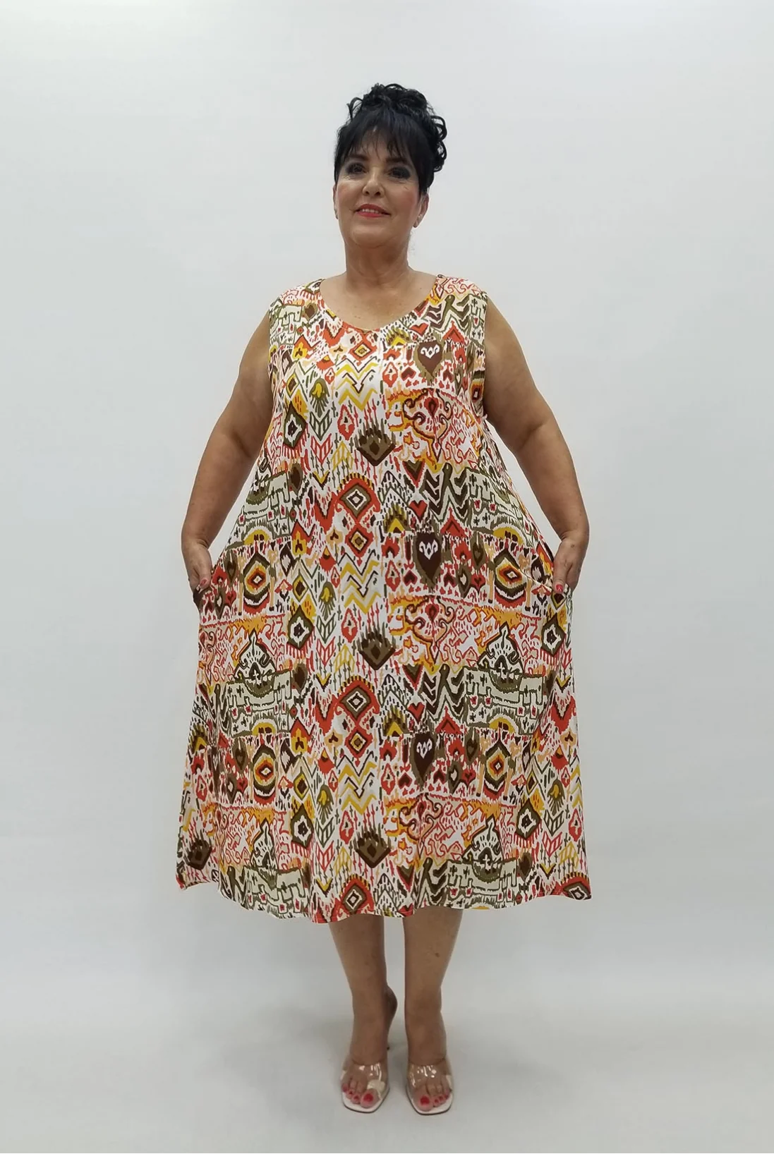 Miraggio Büyük Beden Elbise 99930 BEYAZ/HARDAL