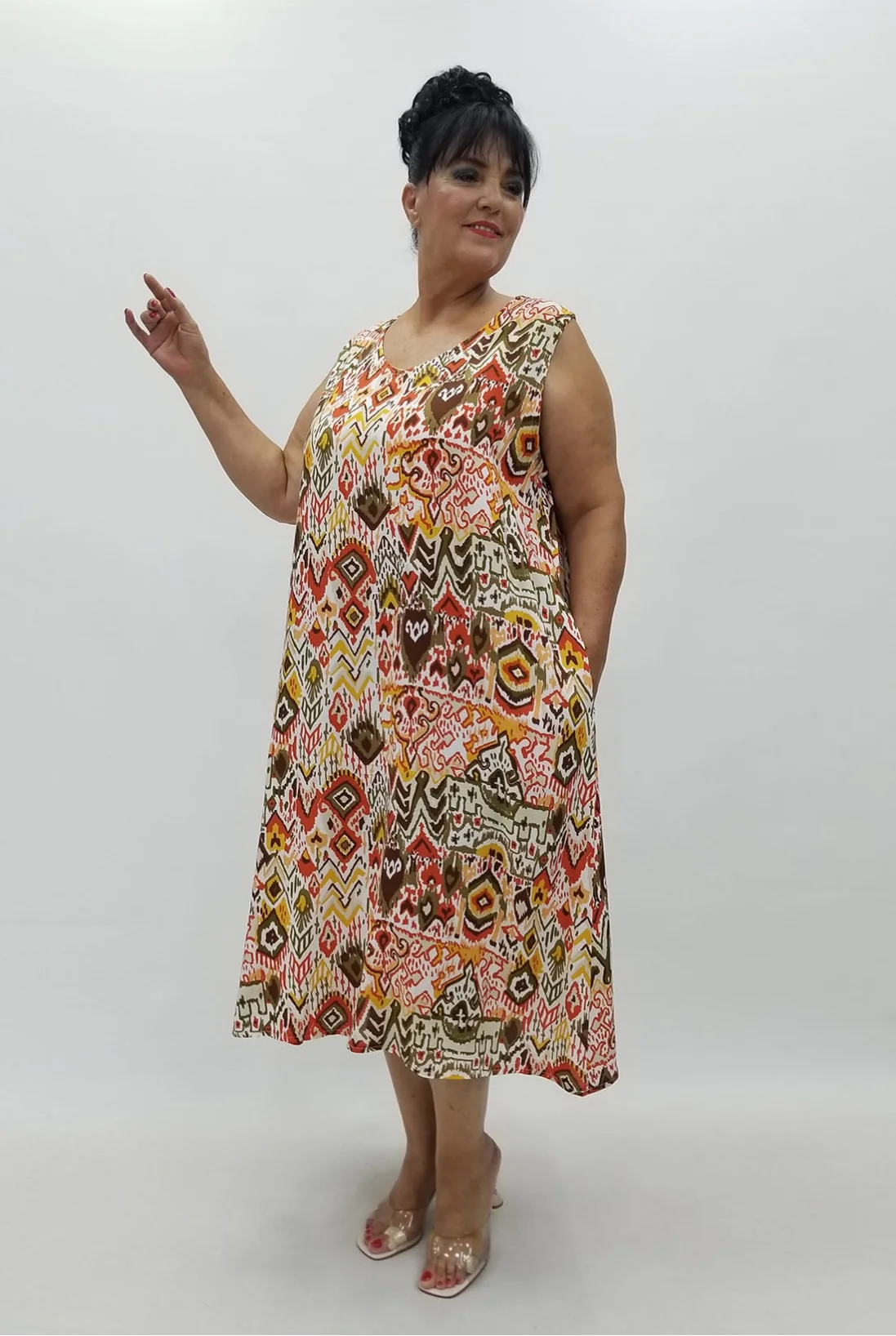 Miraggio Büyük Beden Elbise 99930 BEYAZ/HARDAL