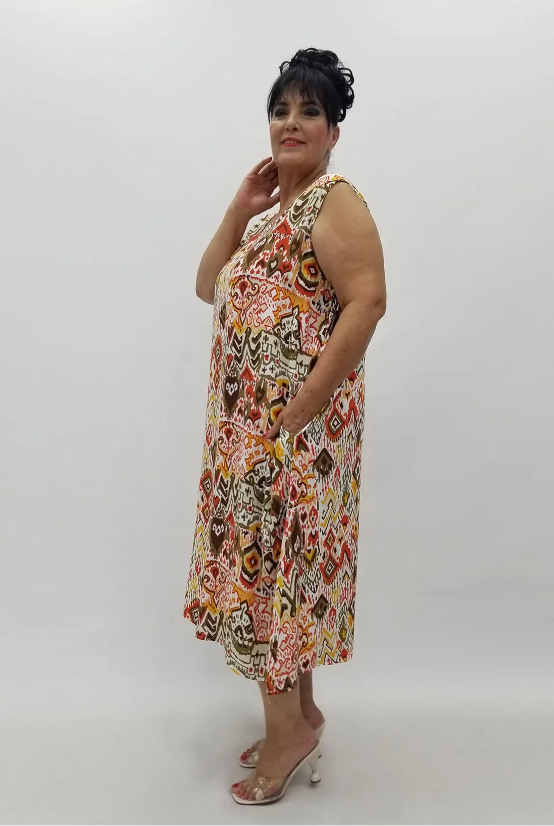 Miraggio Büyük Beden Elbise 99930 BEYAZ/HARDAL