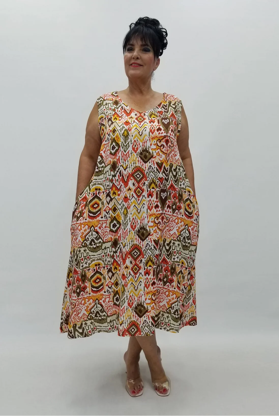 Miraggio Büyük Beden Elbise 99930 BEYAZ/HARDAL