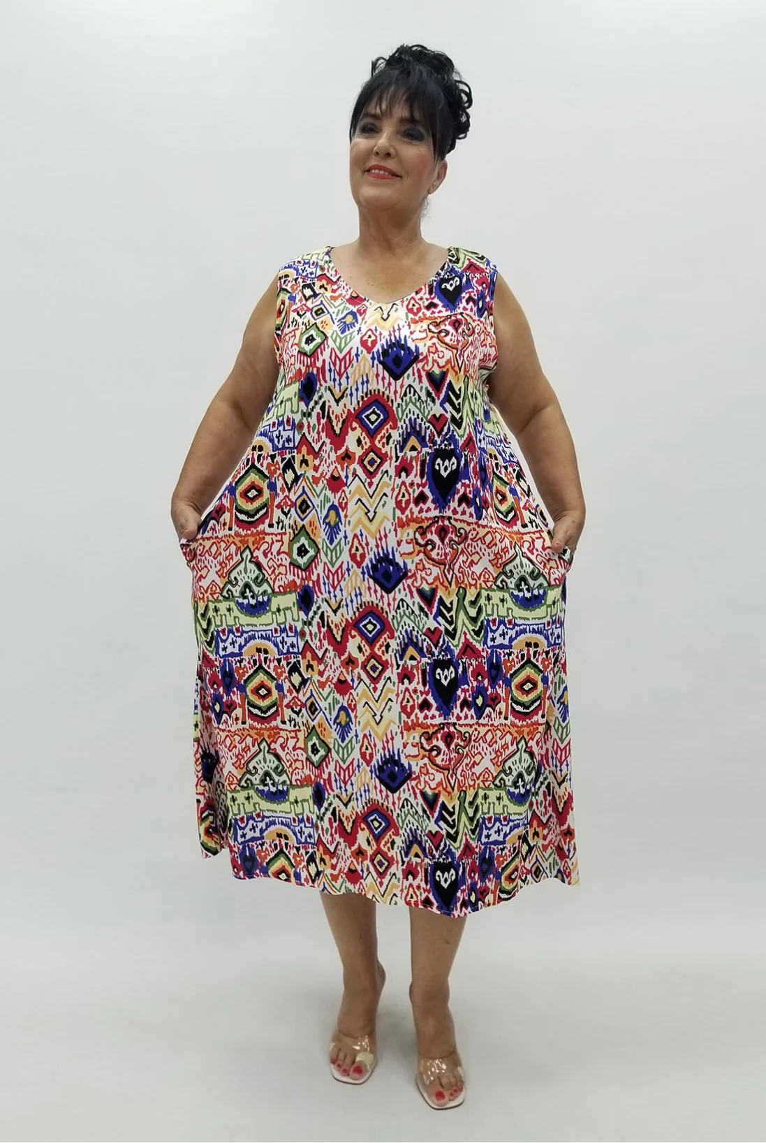 Miraggio Büyük Beden Elbise 99930 LACİ/BEYAZ