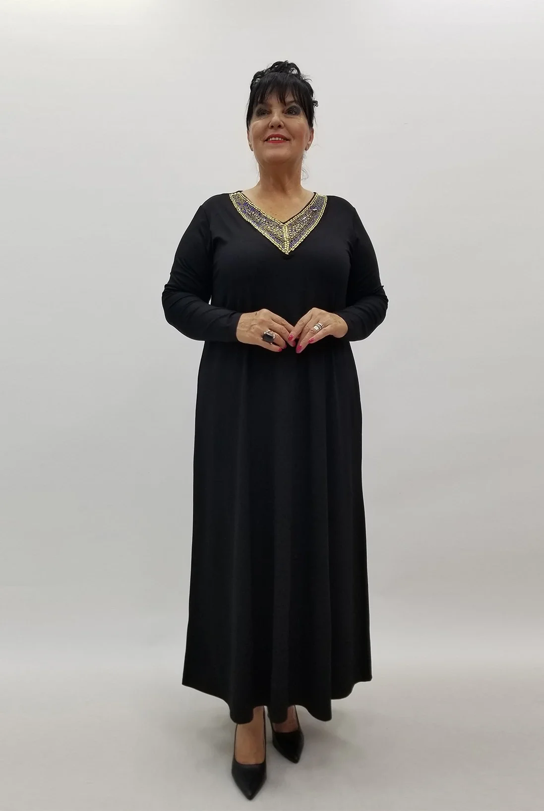 Miraggio Büyük Beden Elbise 99934 SİY-GOLD