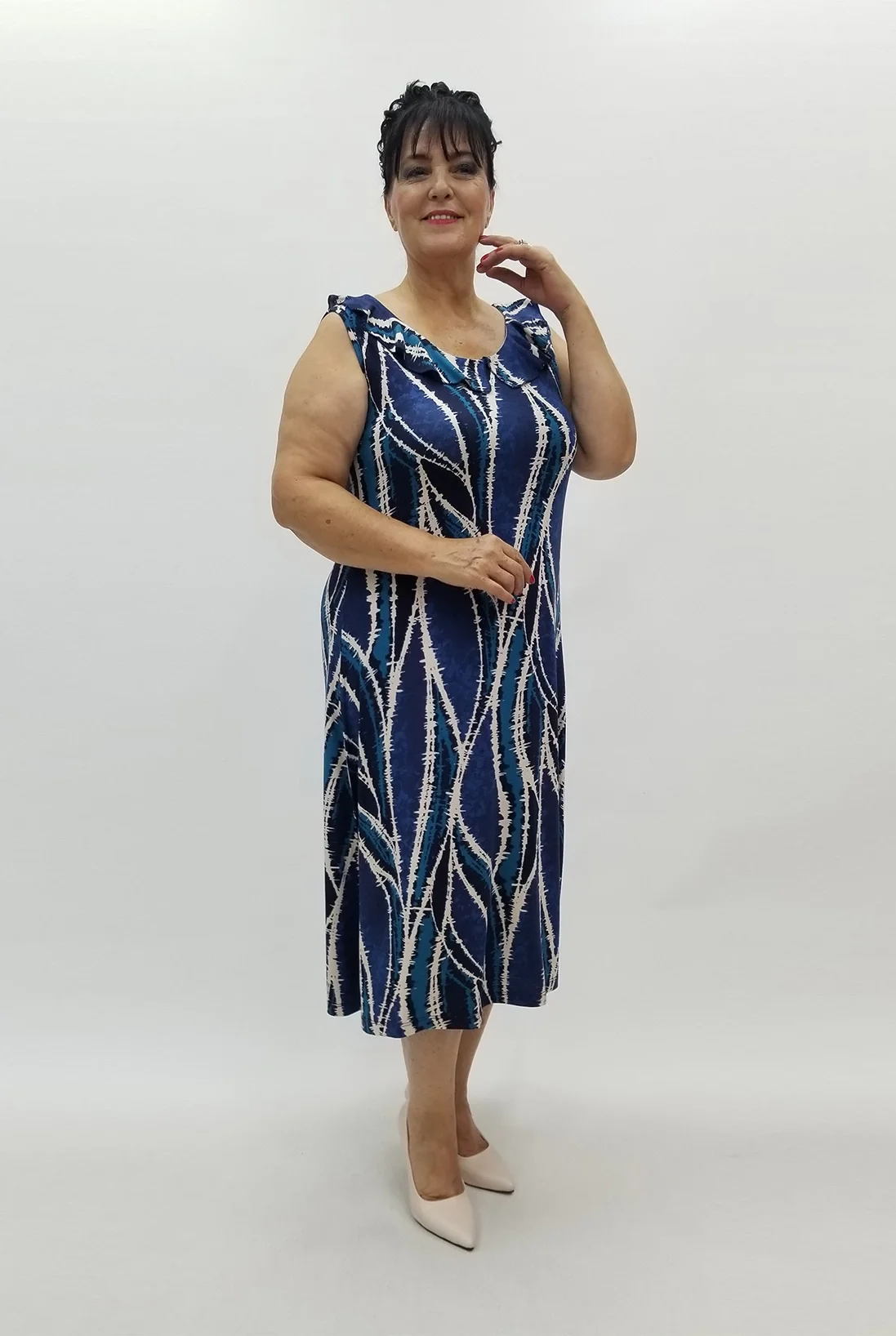 Miraggio Büyük Beden Elbise 99935 MAVİ