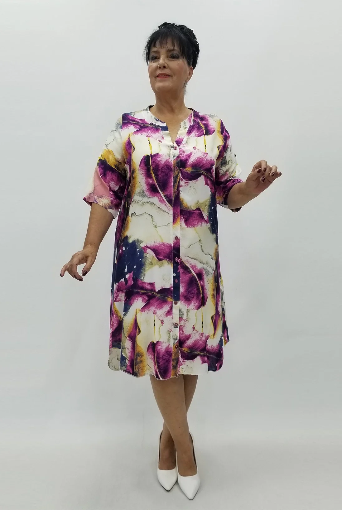 Miraggio Büyük Beden Elbise 99955 FUŞYA