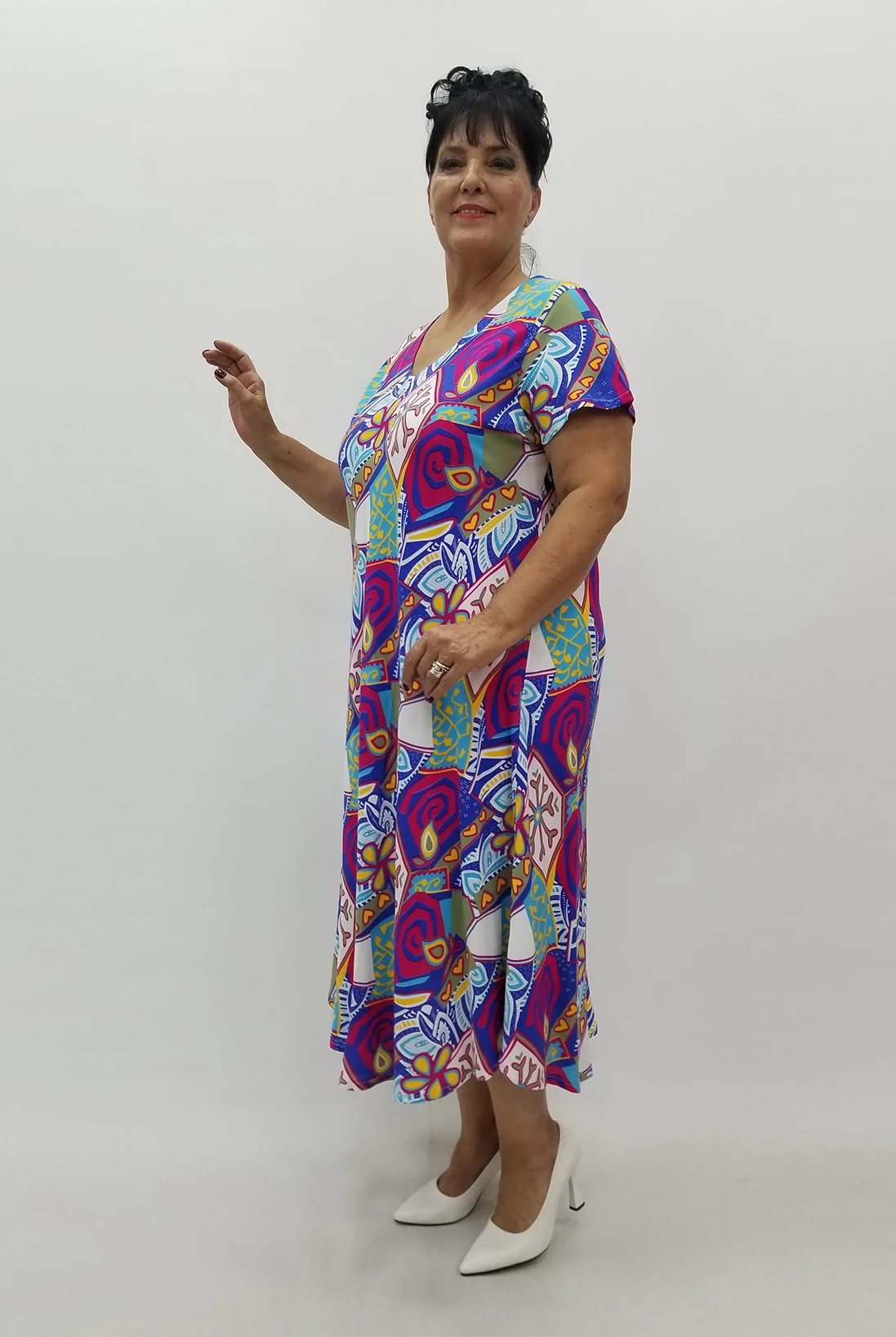 Miraggio Büyük Beden Elbise 99956 SAKS/FUŞYA