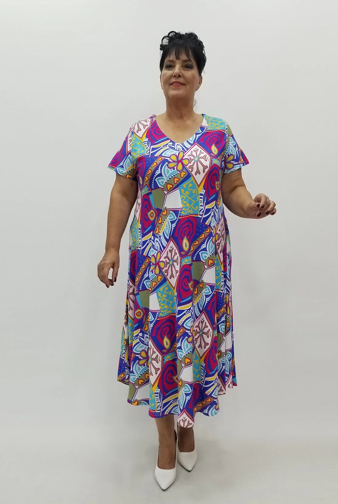 Miraggio Büyük Beden Elbise 99956 SAKS/FUŞYA