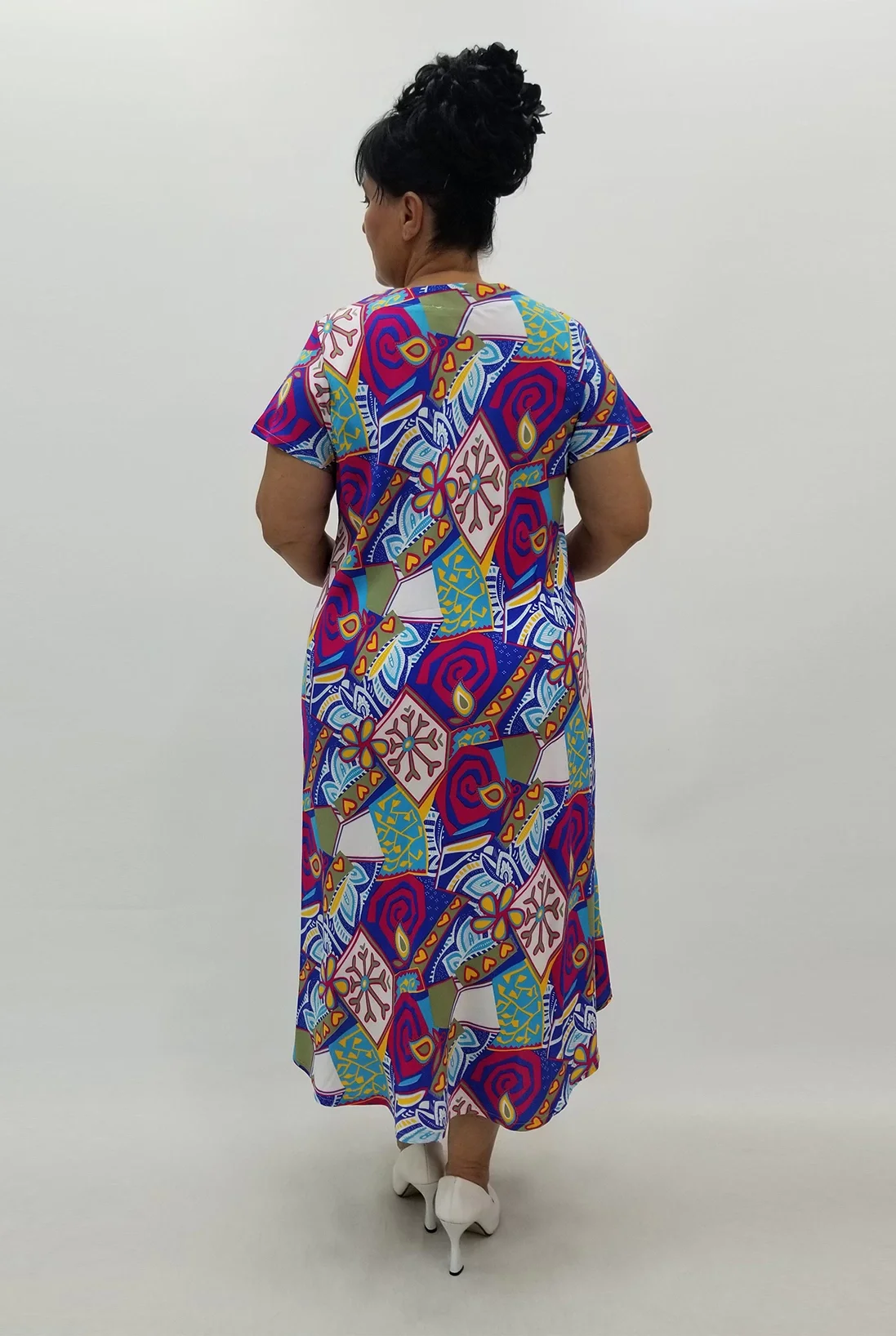 Miraggio Büyük Beden Elbise 99956 SAKS/FUŞYA