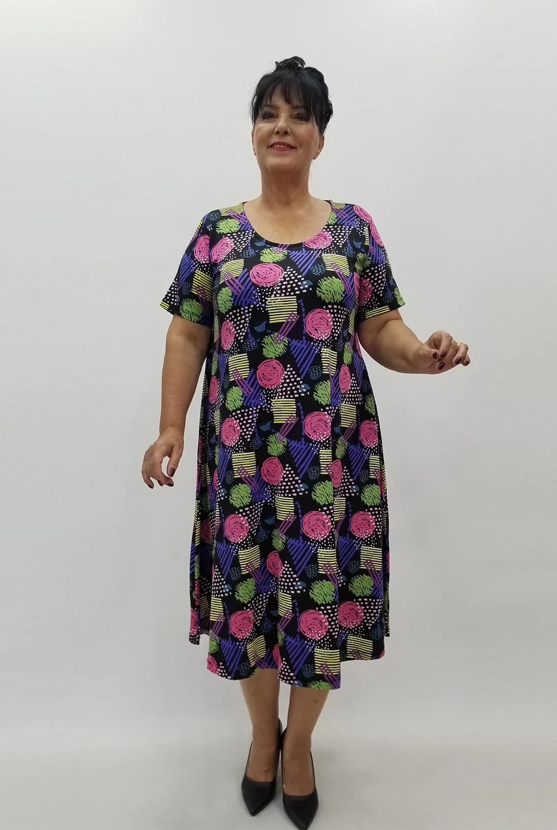 Miraggio Büyük Beden Elbise 99957 SİYAH/FUŞYA