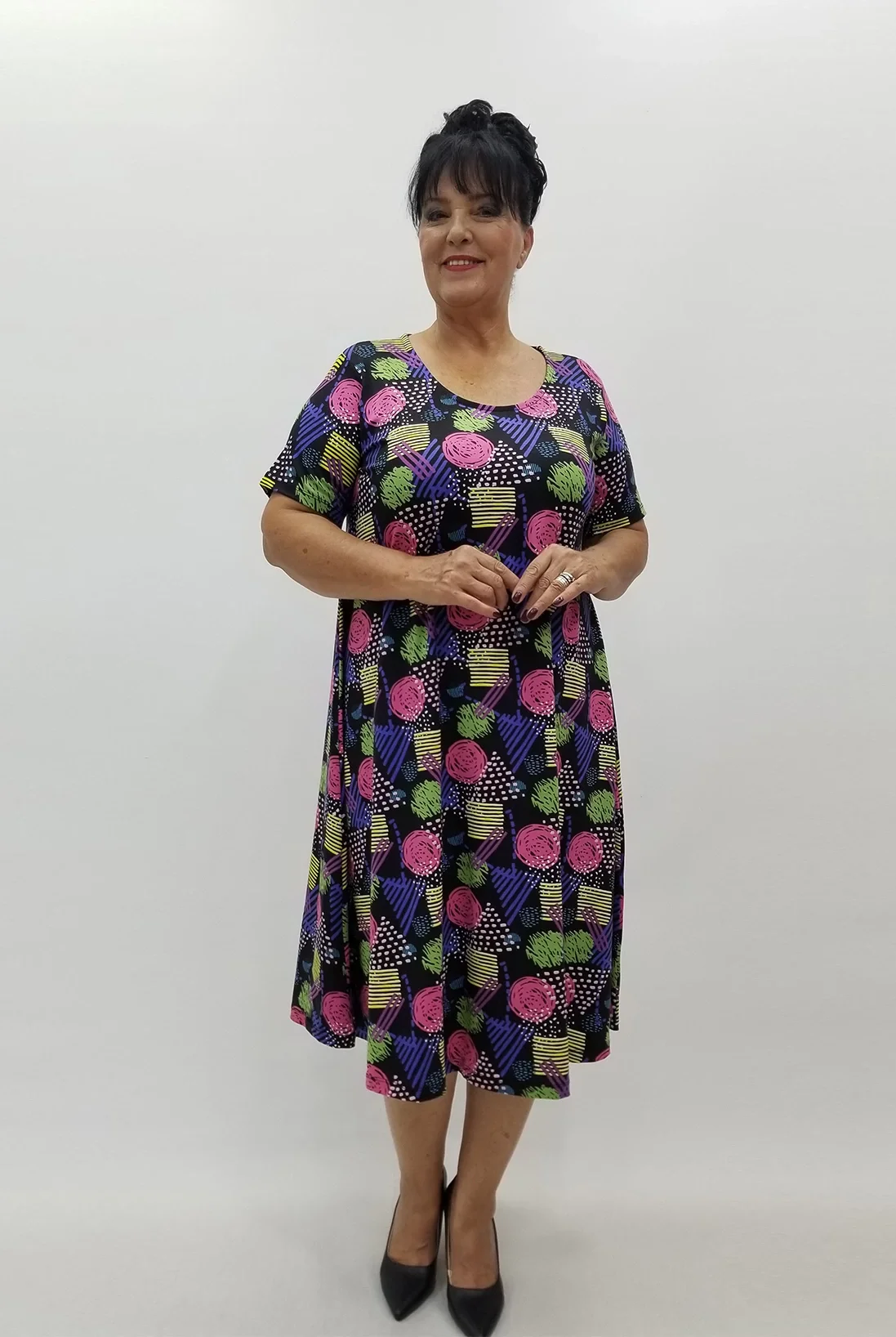 Miraggio Büyük Beden Elbise 99957 SİYAH/FUŞYA