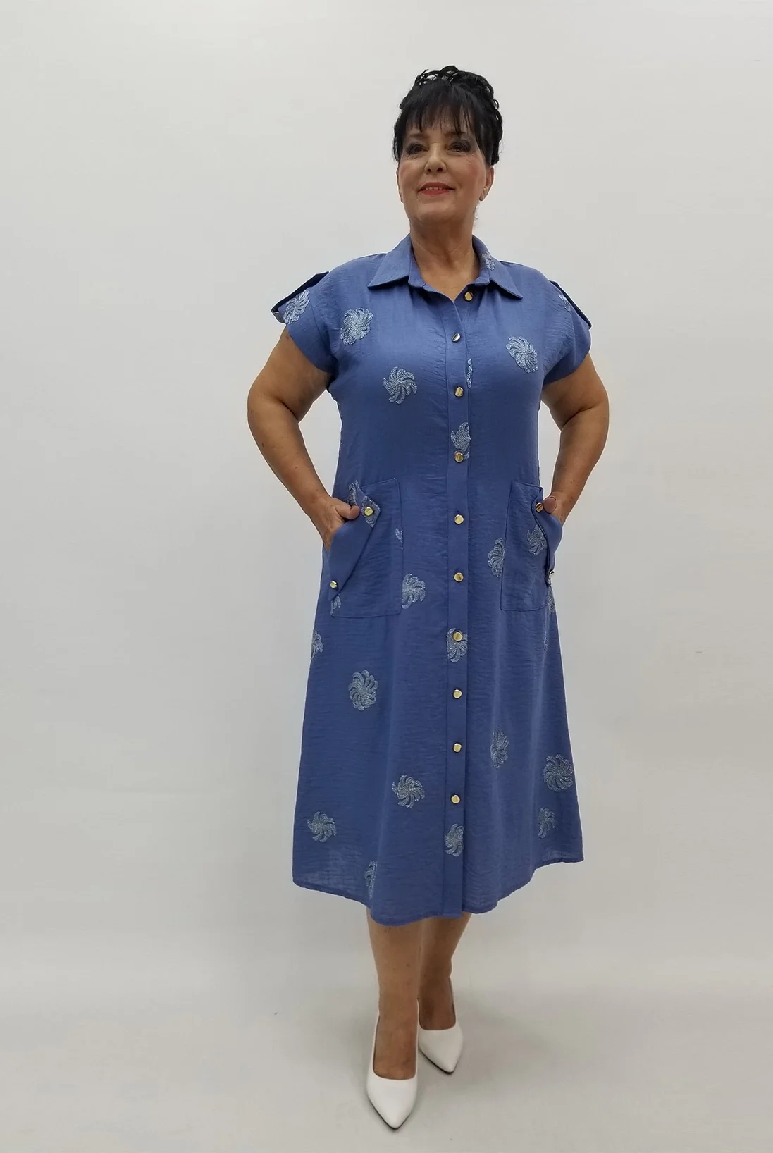 Miraggio Büyük Beden Elbise 99962 İNDİGO