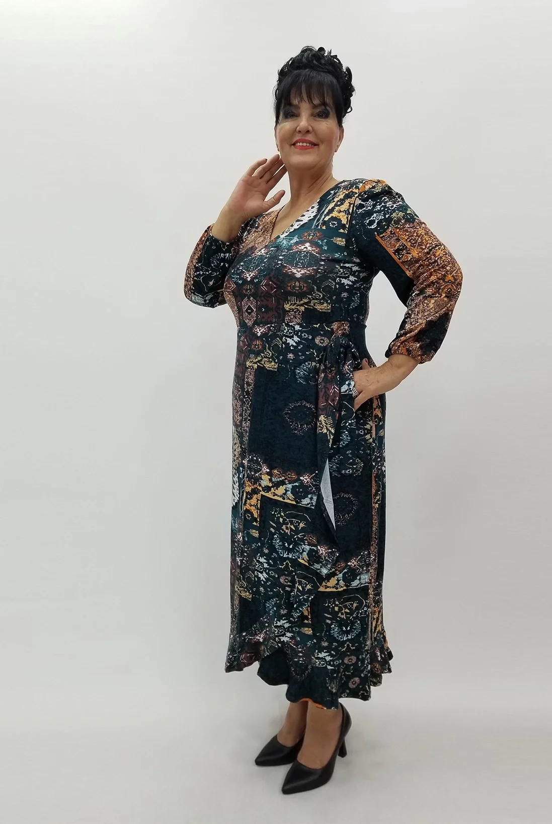 Miraggio Büyük Beden Elbise 99982 PETROL