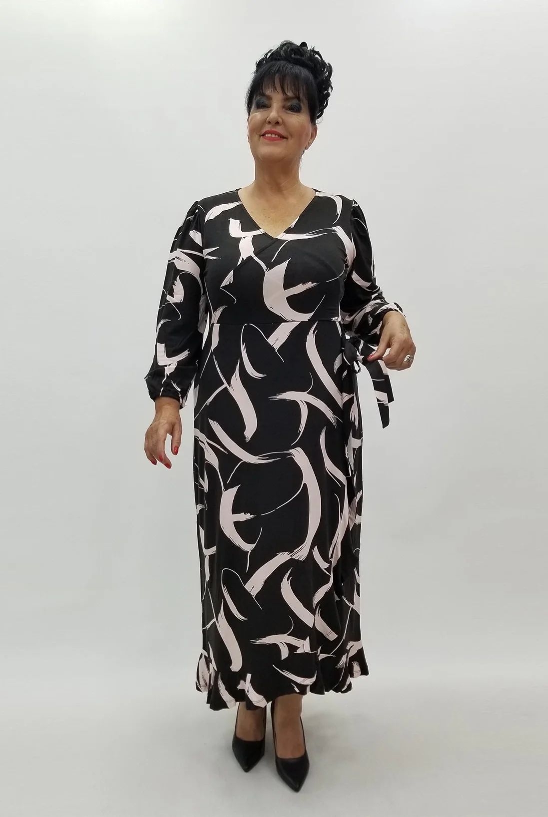 Miraggio Büyük Beden Elbise 99982 SİY/PUDRA