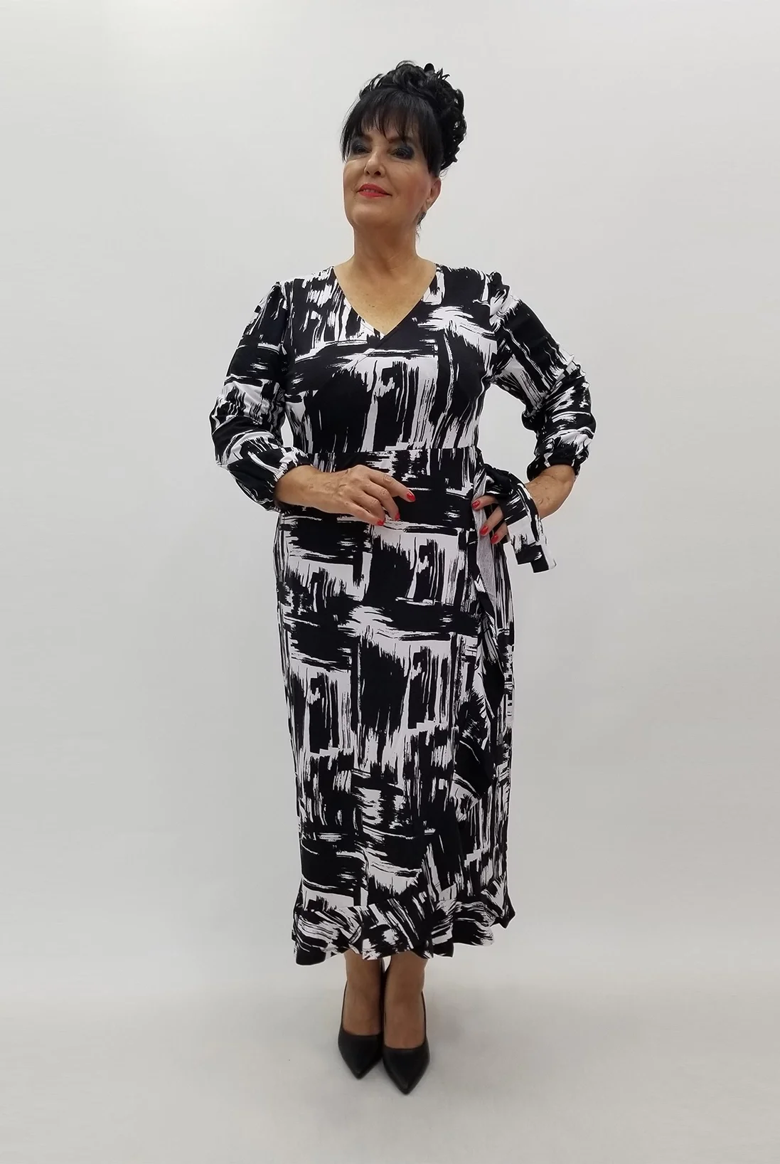 Miraggio Büyük Beden Elbise 99982 SİYAH/BEYAZ