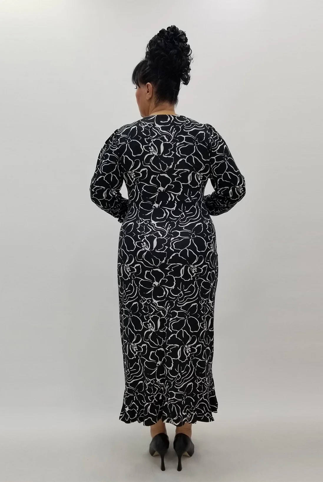 Miraggio Büyük Beden Elbise 99982 SİYAHÇİÇEKLİ