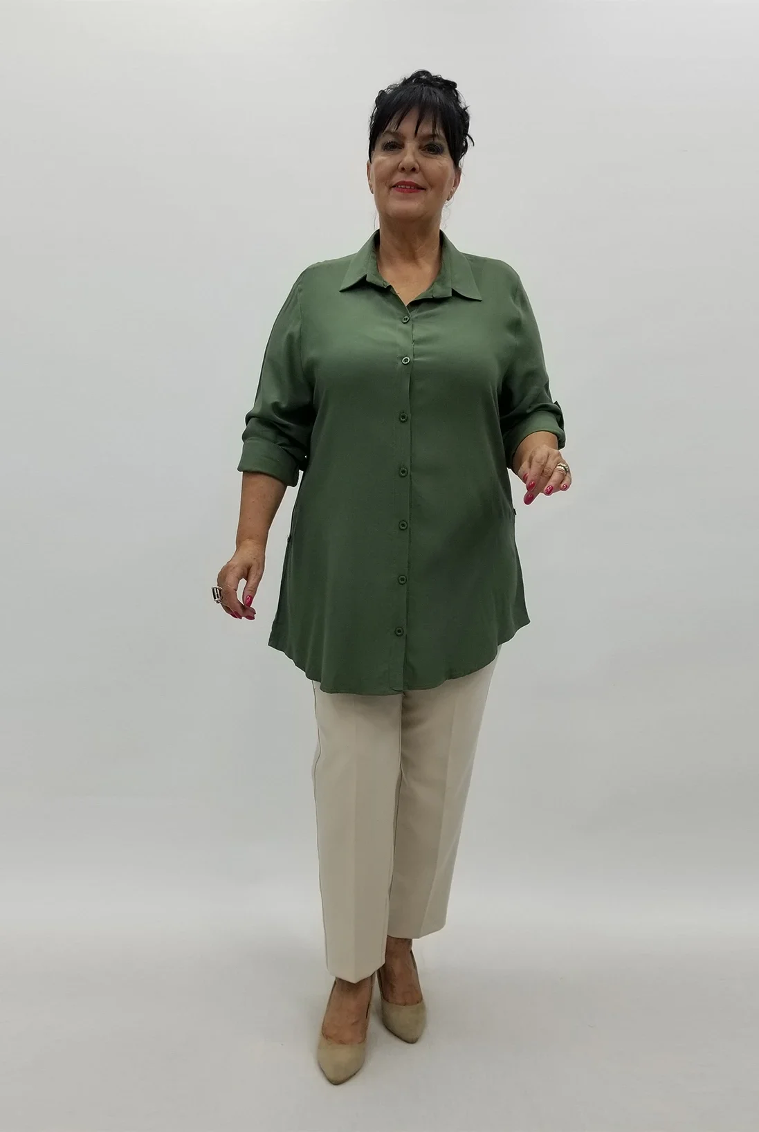 Miraggio Büyük Beden Gömlek 90242 HAKİ