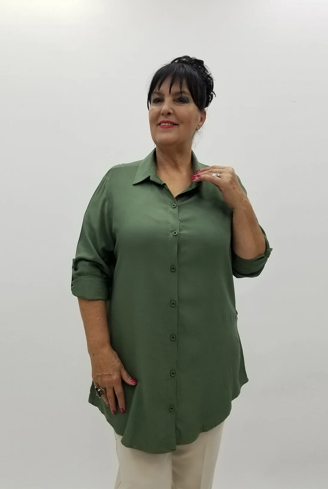 Miraggio Büyük Beden Gömlek 90242 HAKİ