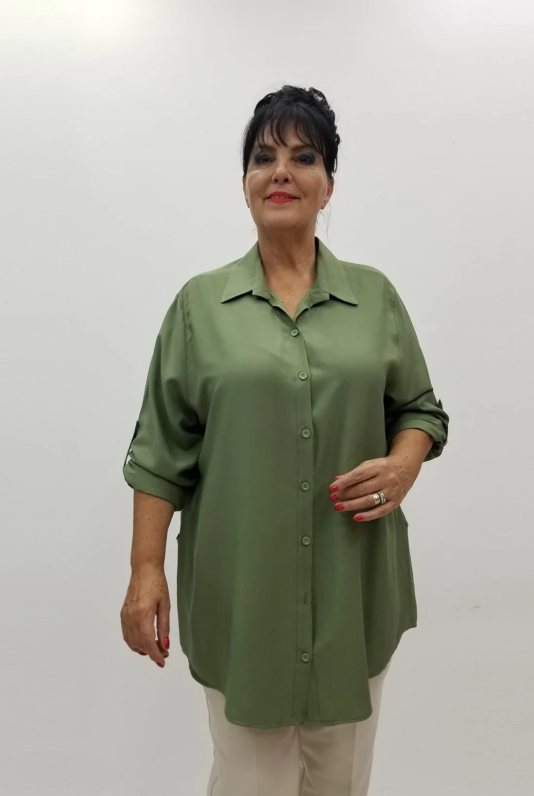 Miraggio Büyük Beden Gömlek 90242 KOYU YEŞİL