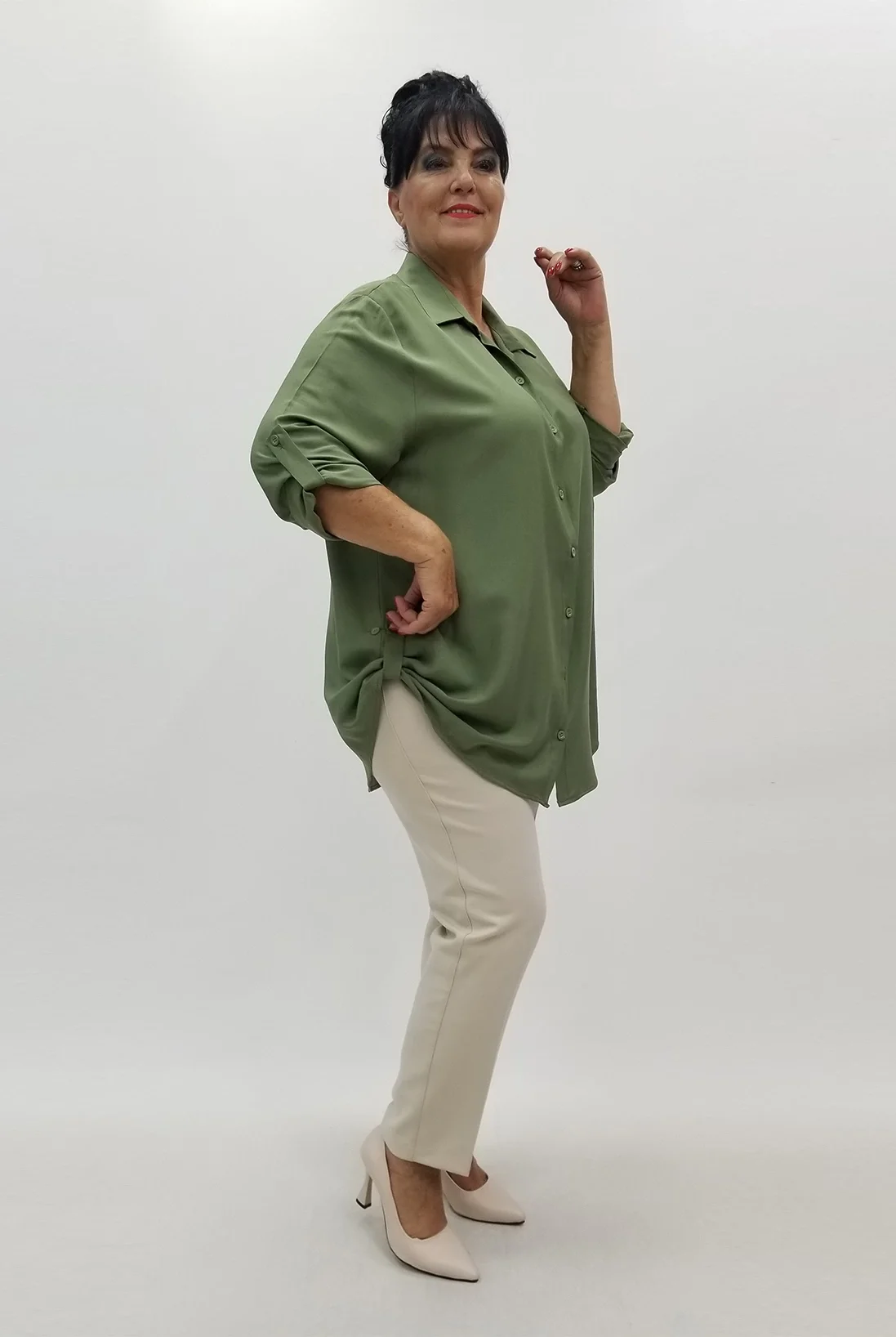 Miraggio Büyük Beden Gömlek 90242 KOYU YEŞİL