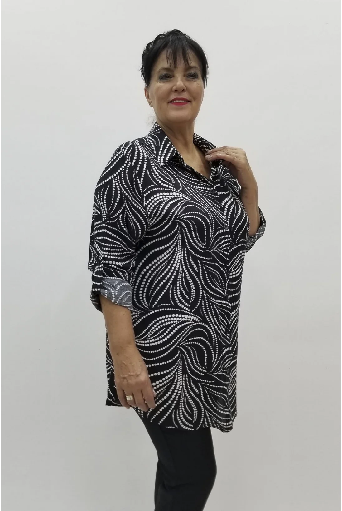 Miraggio Büyük Beden Gömlek 98085 SİYAH/BEYAZ