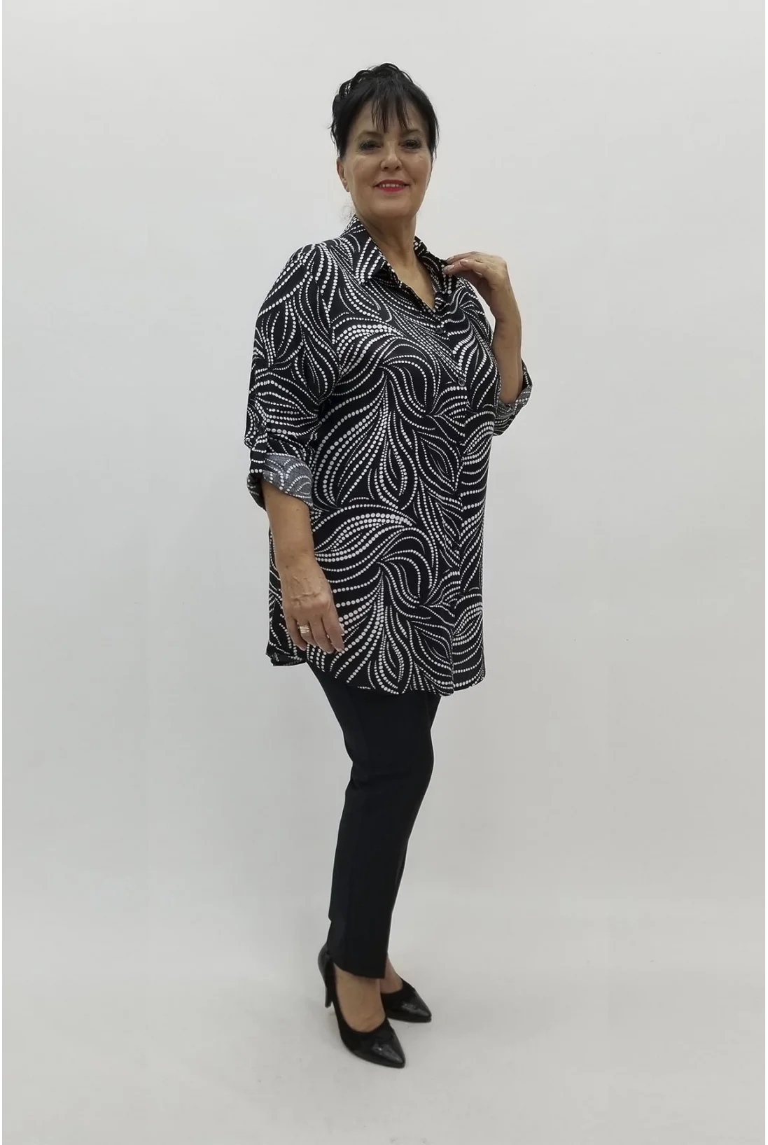 Miraggio Büyük Beden Gömlek 98085 SİYAH/BEYAZ