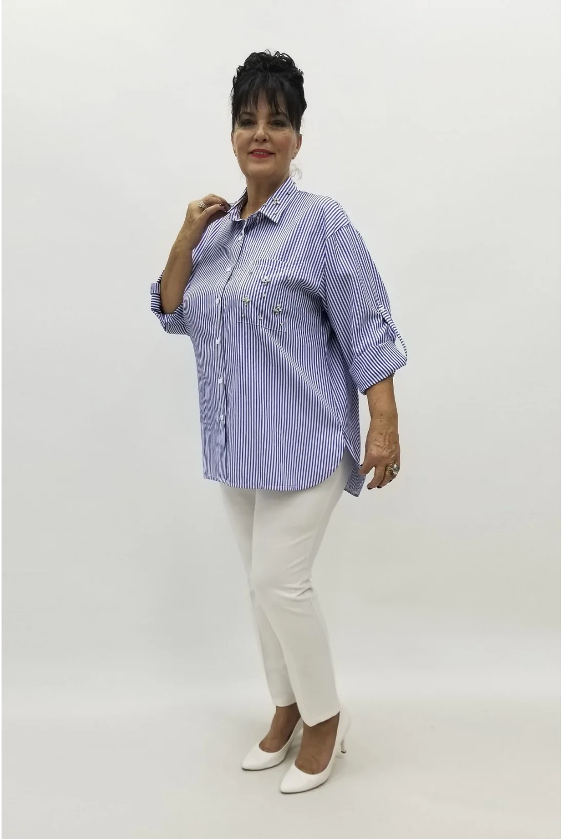 Miraggio Büyük Beden Gömlek 98099 BEYAZ/LACİ