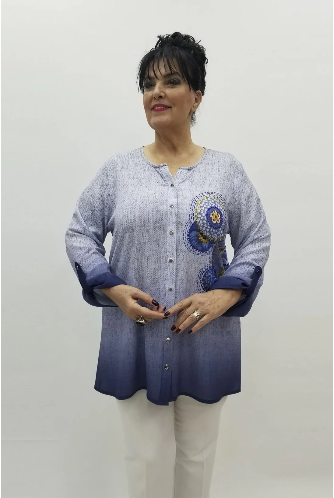 Miraggio Büyük Beden Gömlek 98489 MAVİ