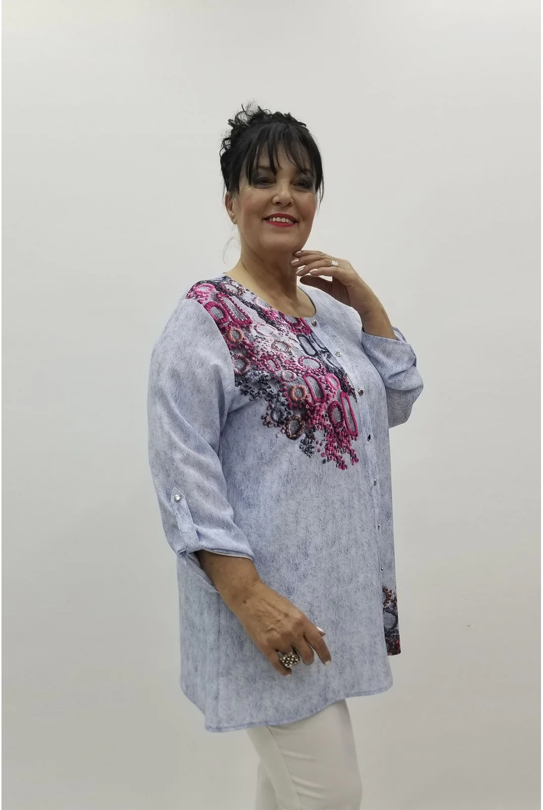 Miraggio Büyük Beden Gömlek 98723 MAVİ