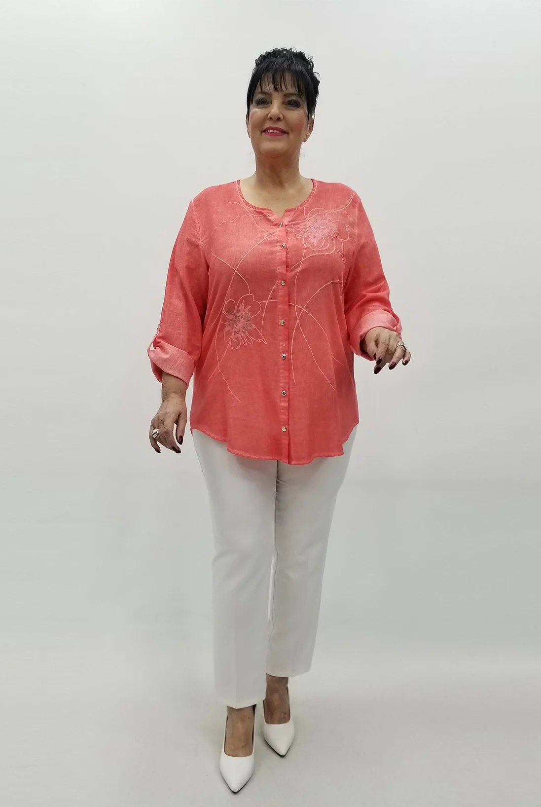 Miraggio Büyük Beden Gömlek 98786 NAR ÇİÇEĞİ